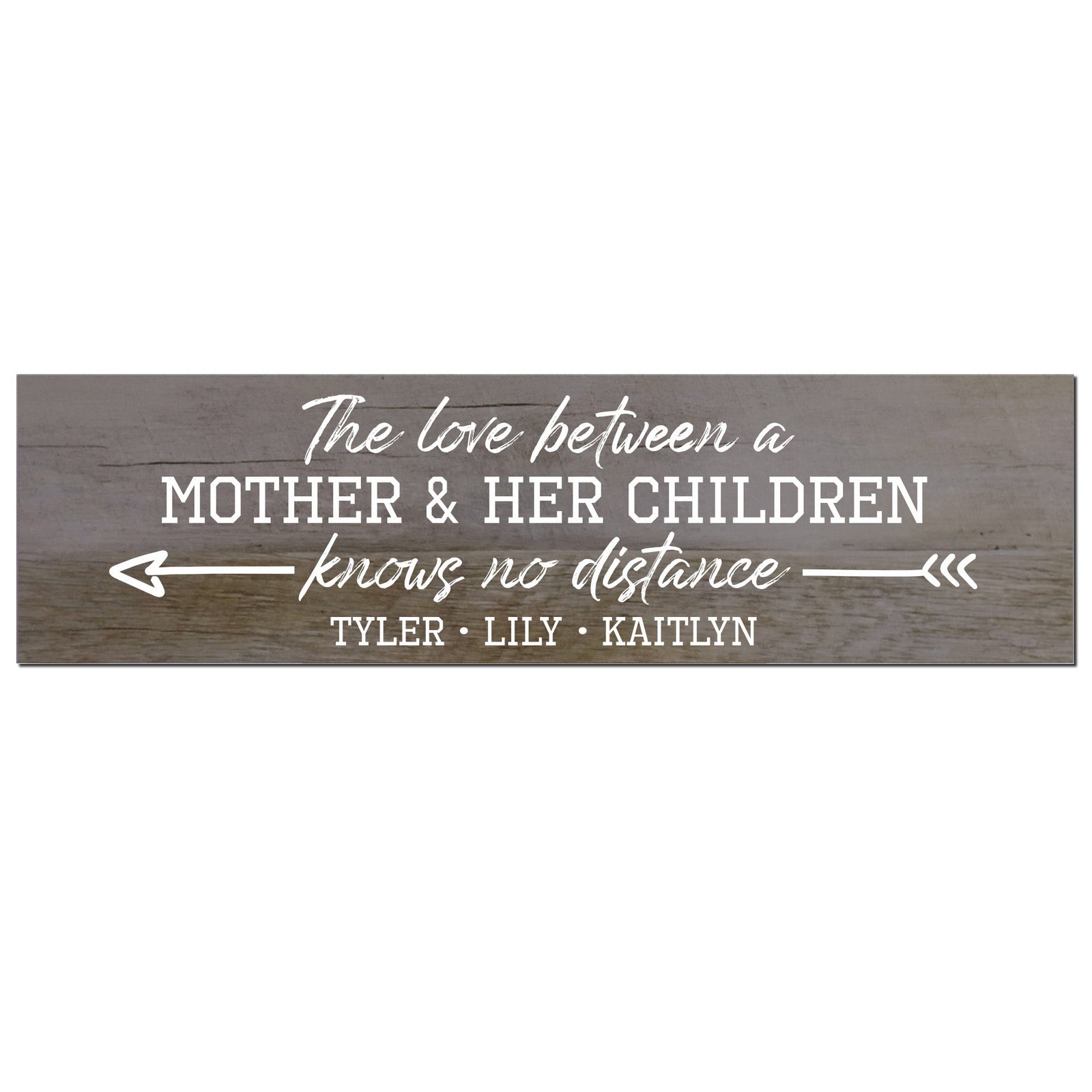 Personalized Mother's Day Barn Wood Sign Gift - The Love Between - LifeSong Milestones