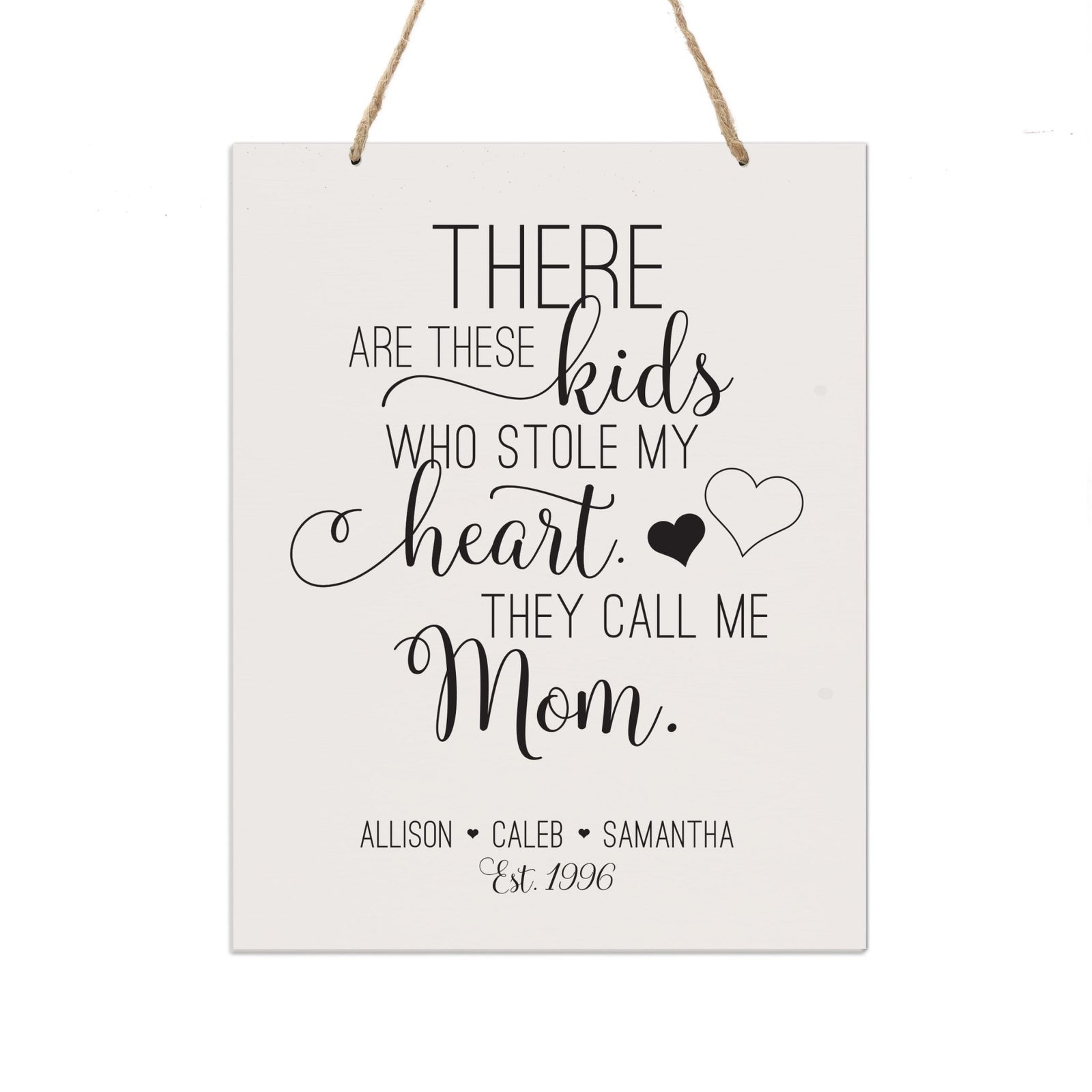 Personalized Mothers Day Gift Wall Hanging Sign - These Kids 12x15 - LifeSong Milestones