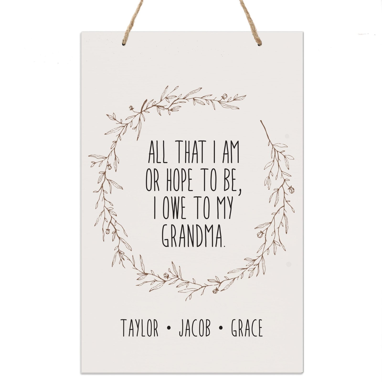 Personalized Mothers Day Hanging Rope Sign - All That I Am 8x12 - LifeSong Milestones