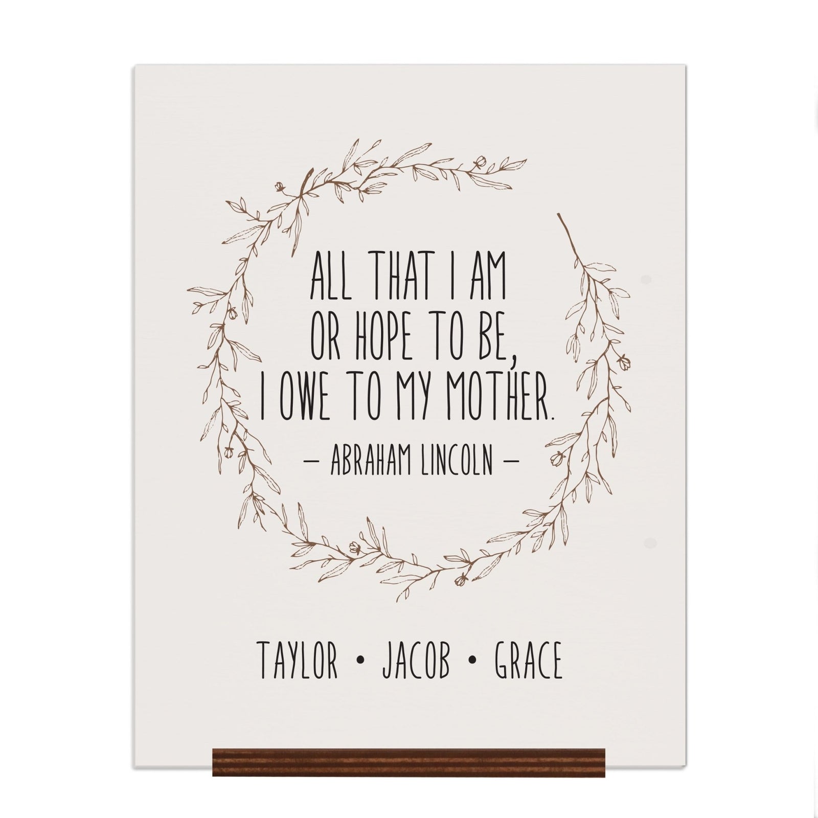 Personalized Mothers Day Sign With Base - All That I Am 12x15 - LifeSong Milestones