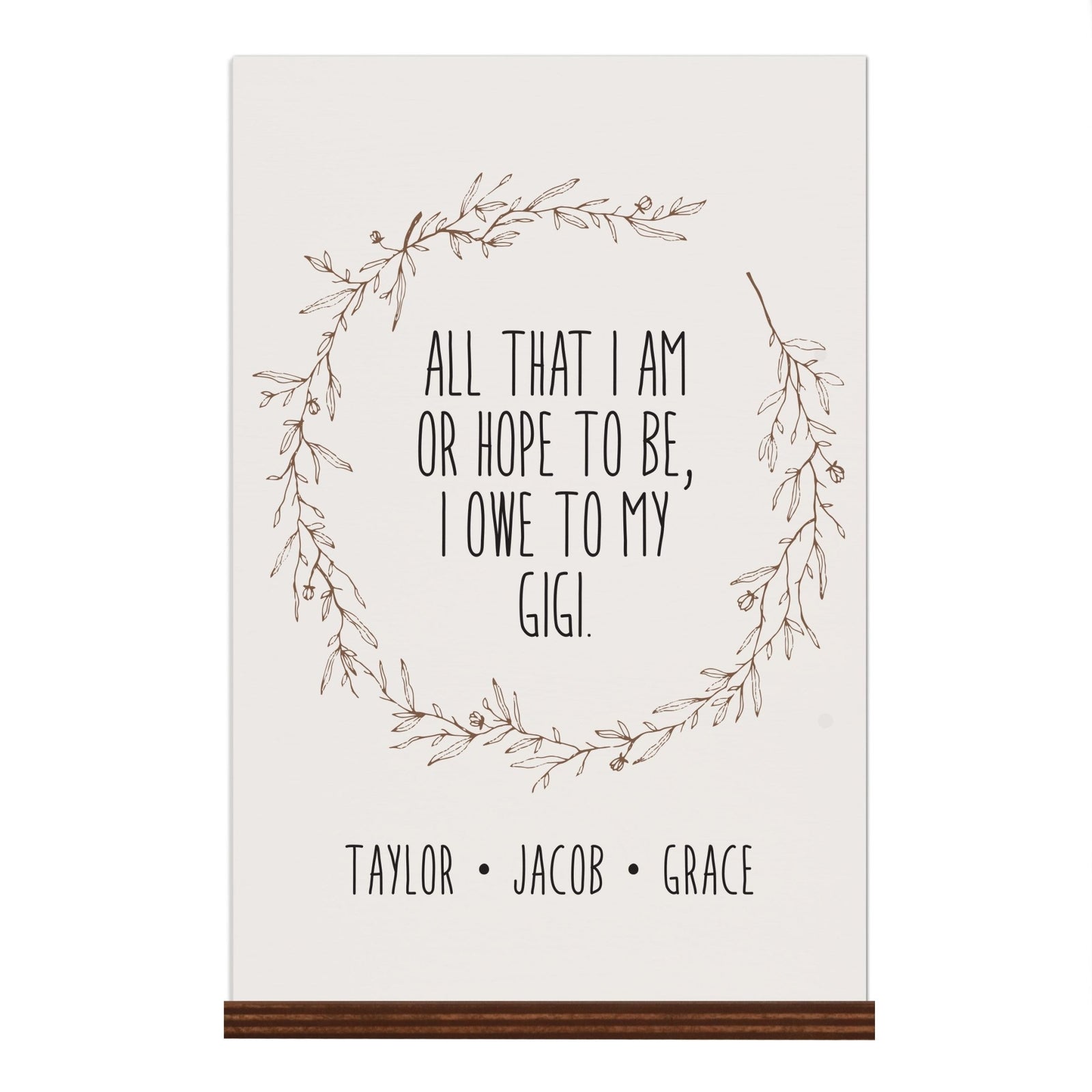 Personalized Mothers Day Sign With Base - All That I Am 8x12 - LifeSong Milestones