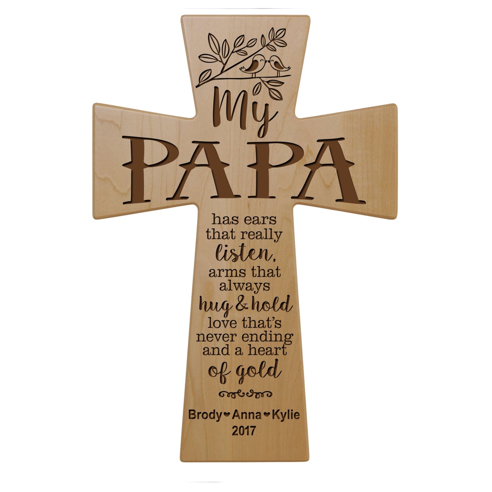 Personalized My Papa Family Wall Cross Cherry Wood 12 x 17 - LifeSong Milestones