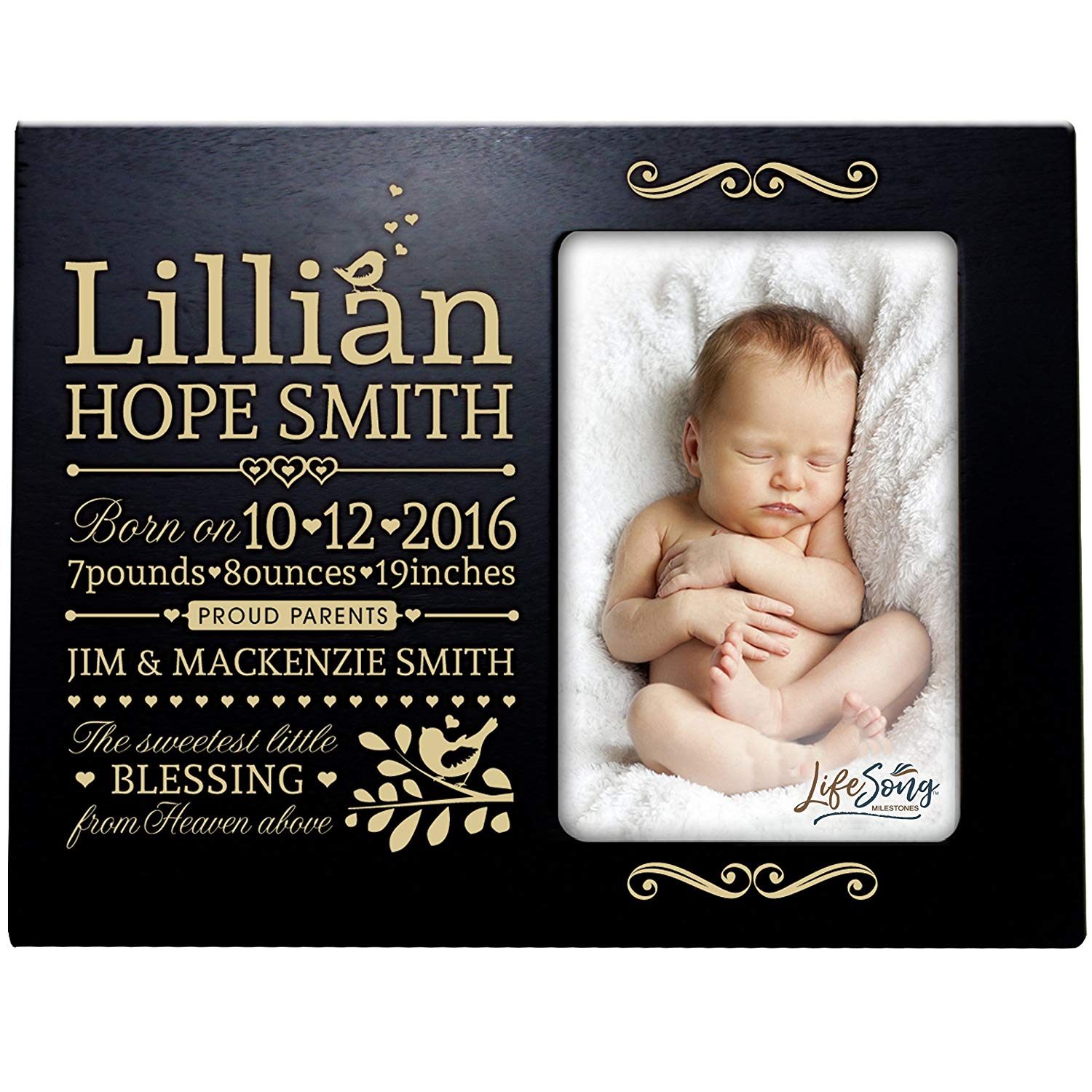 Personalized New Baby Photo Frame - The Sweetest Little Blessing - LifeSong Milestones