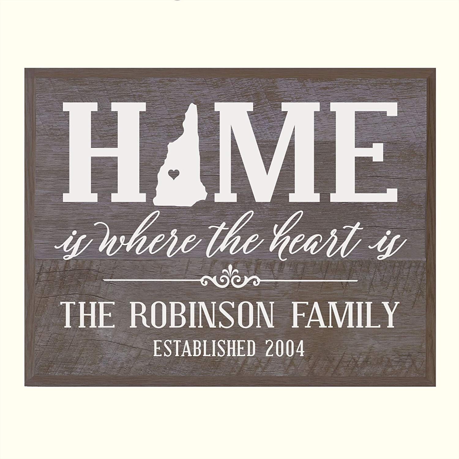Personalized New Hampshire State Home is Where the heart is Sign - LifeSong Milestones