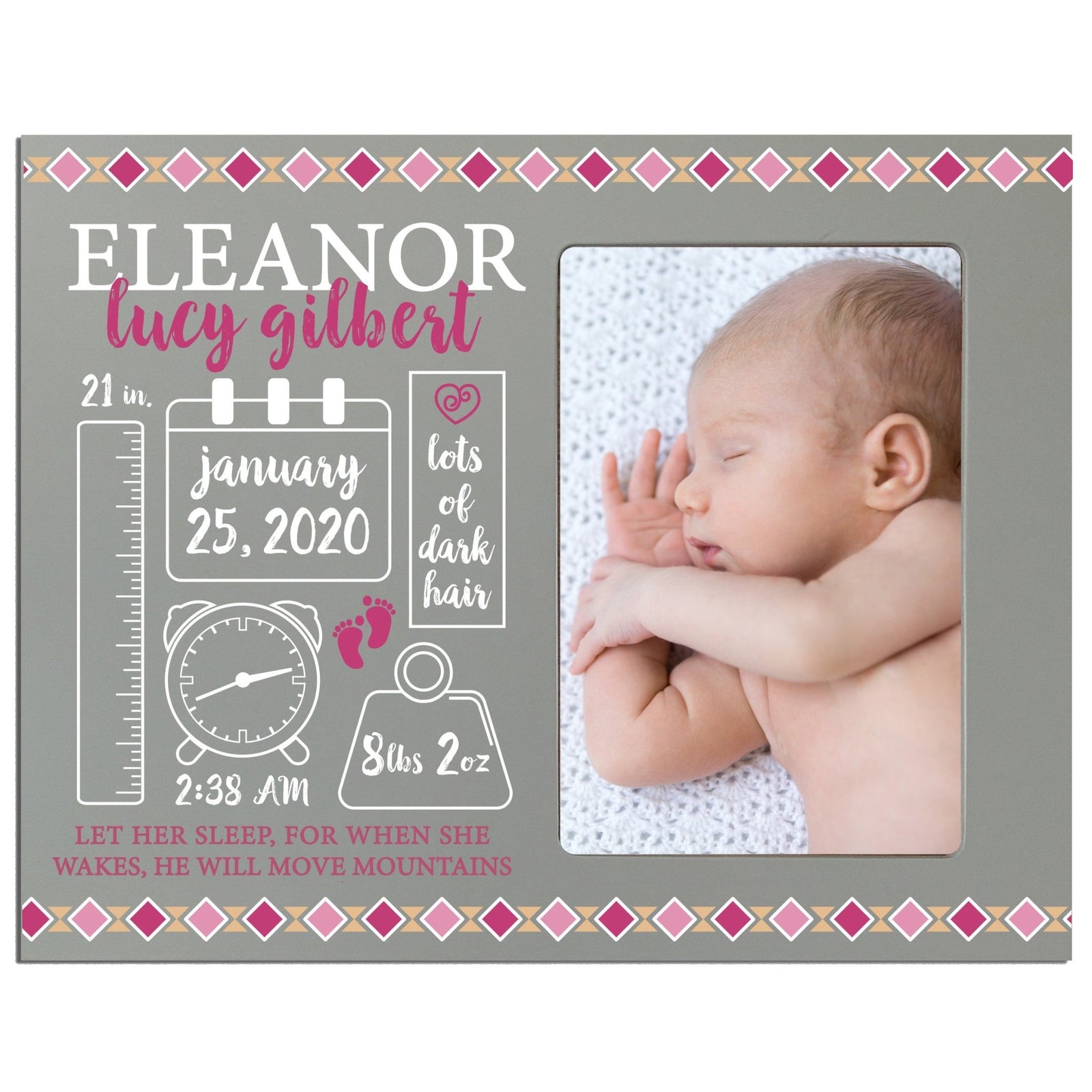 Personalized Newborn Baby Birth Stats Picture Frame - Tribal - LifeSong Milestones