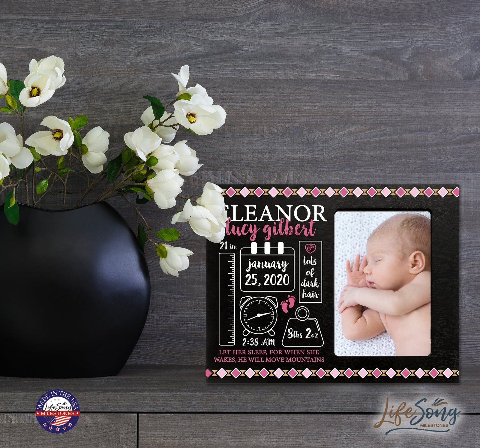 Personalized Newborn Baby Birth Stats Picture Frame - Tribal - LifeSong Milestones