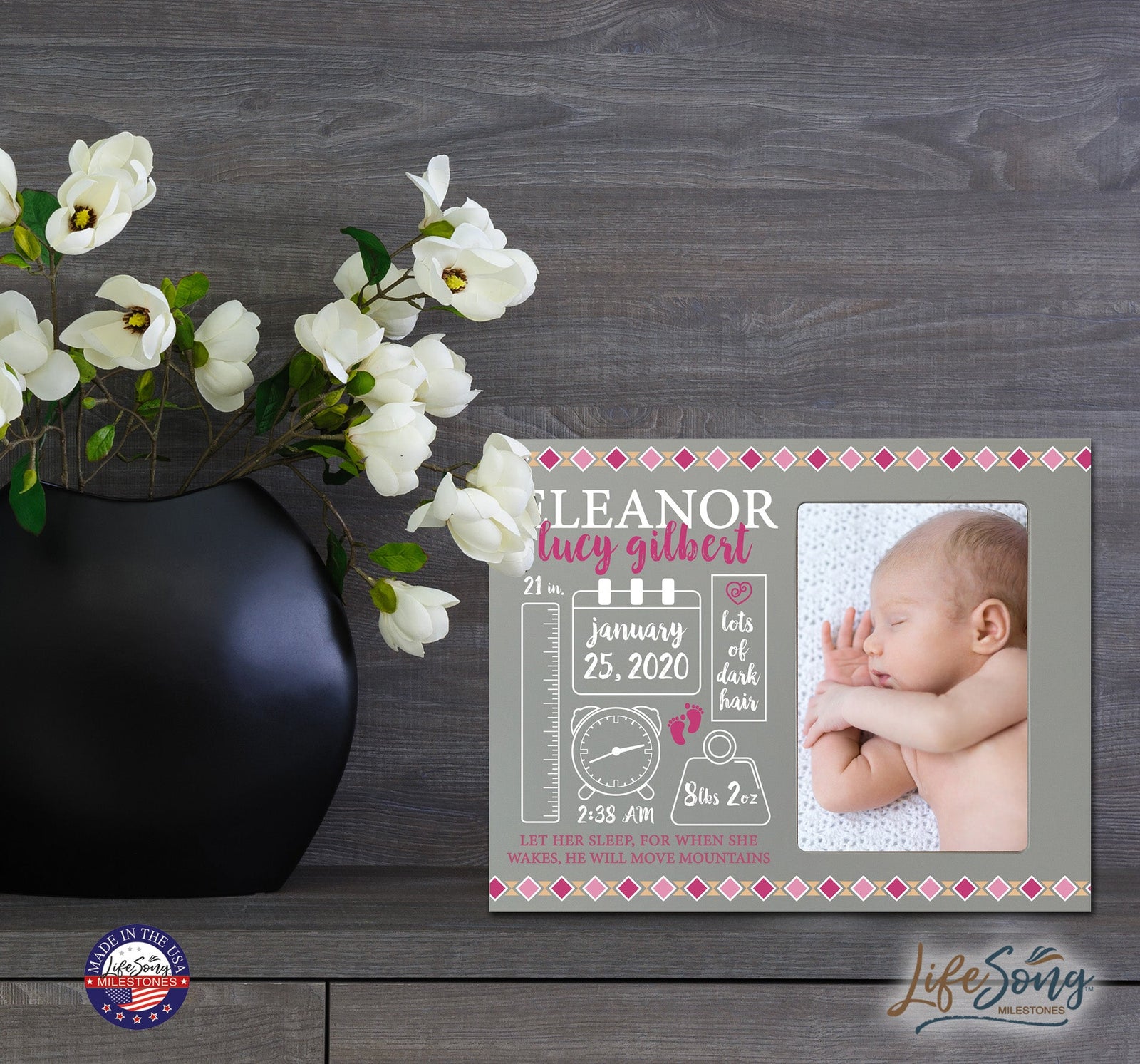 Personalized Newborn Baby Birth Stats Picture Frame - Tribal - LifeSong Milestones