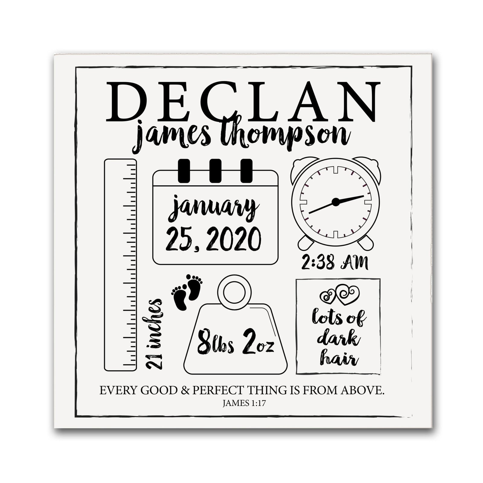 Personalized Nursery Shadow Box Gift for Boys And Girls - Chalkboard - LifeSong Milestones