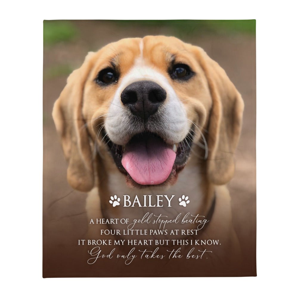 Personalized Pet Memorial Printed Throw Blanket - A Heart of Gold - LifeSong Milestones