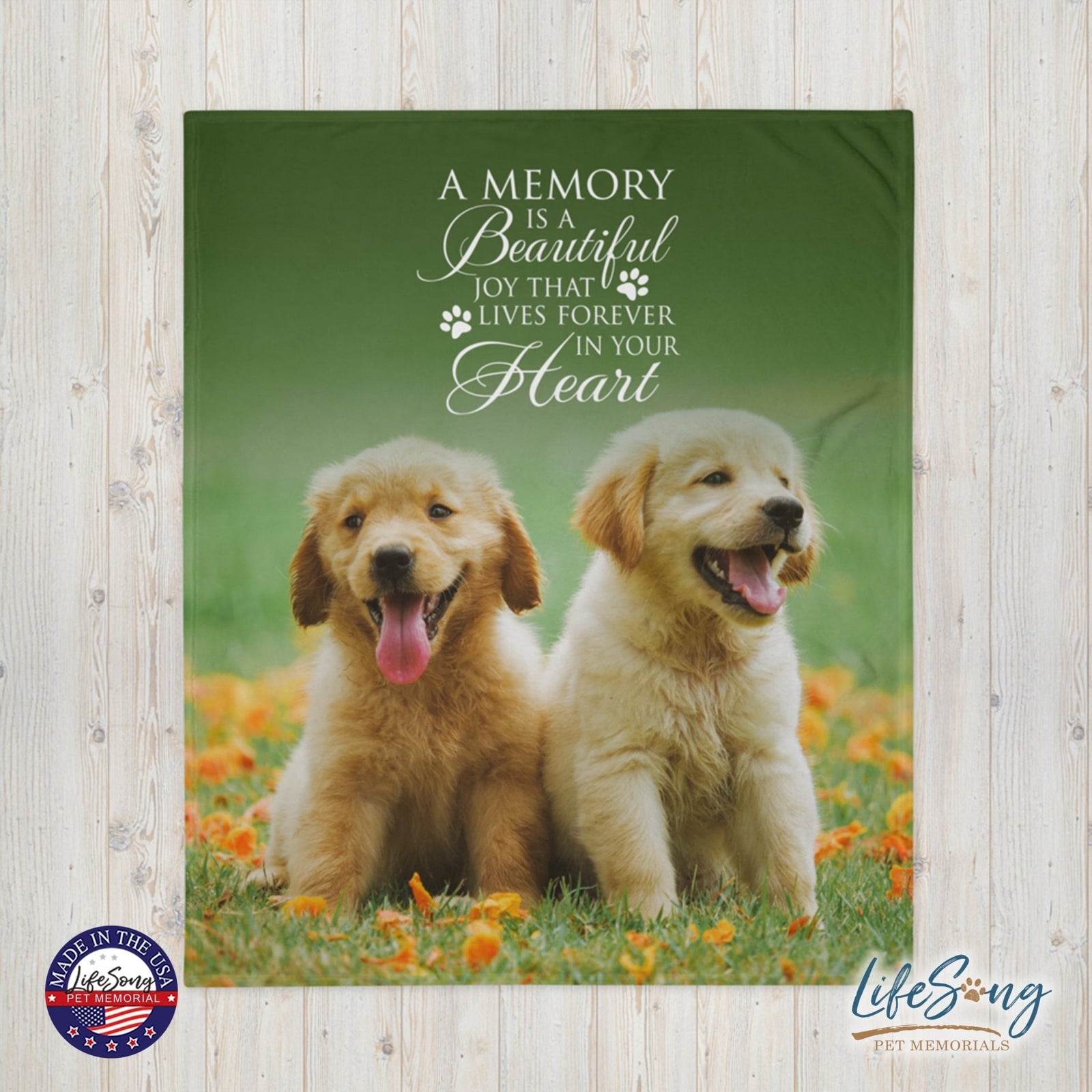 Personalized Pet Memorial Printed Throw Blanket - A Memory Is A Beautiful Joy - LifeSong Milestones