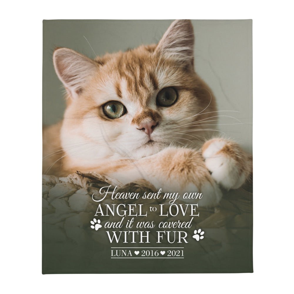 Personalized Pet Memorial Printed Throw Blanket - Heaven Sent My Own Angel - LifeSong Milestones