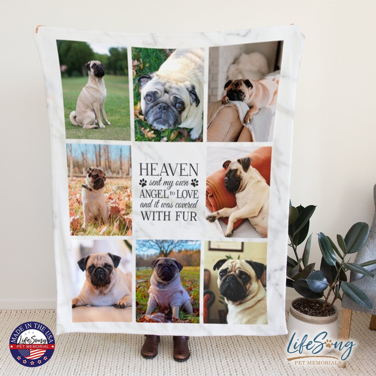 Personalized Pet Memorial Printed Throw Blanket - Heaven Sent My Own Angel - LifeSong Milestones