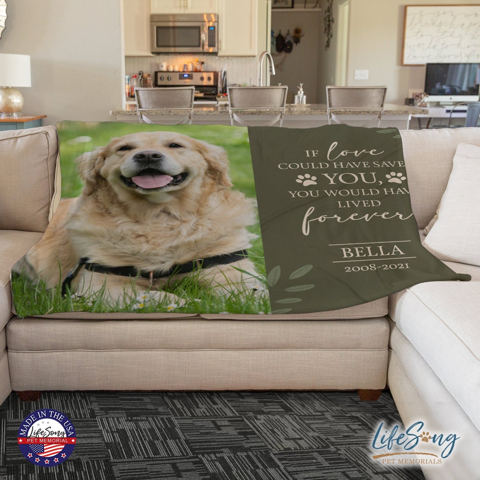 Personalized Pet Memorial Printed Throw Blanket - If Love Could Have Saved You - LifeSong Milestones