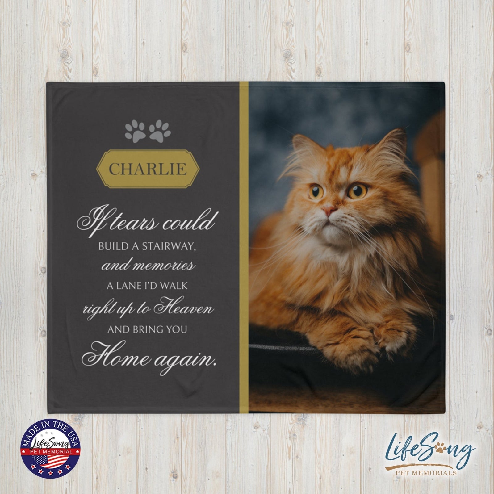 Personalized Pet Memorial Printed Throw Blanket - If Tears Could Build A Stairway - LifeSong Milestones