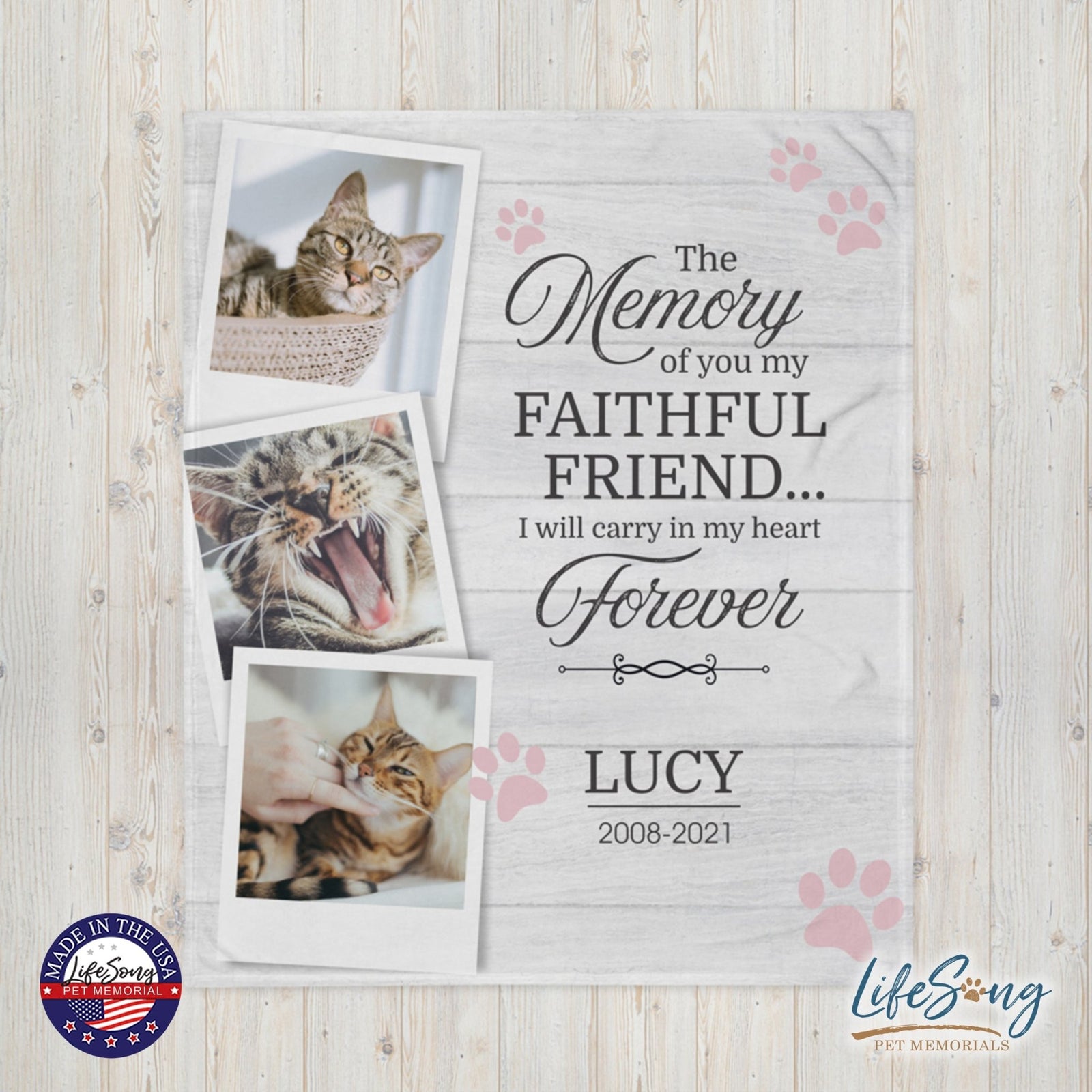 Personalized Pet Memorial Printed Throw Blanket - The Memory Of You - LifeSong Milestones