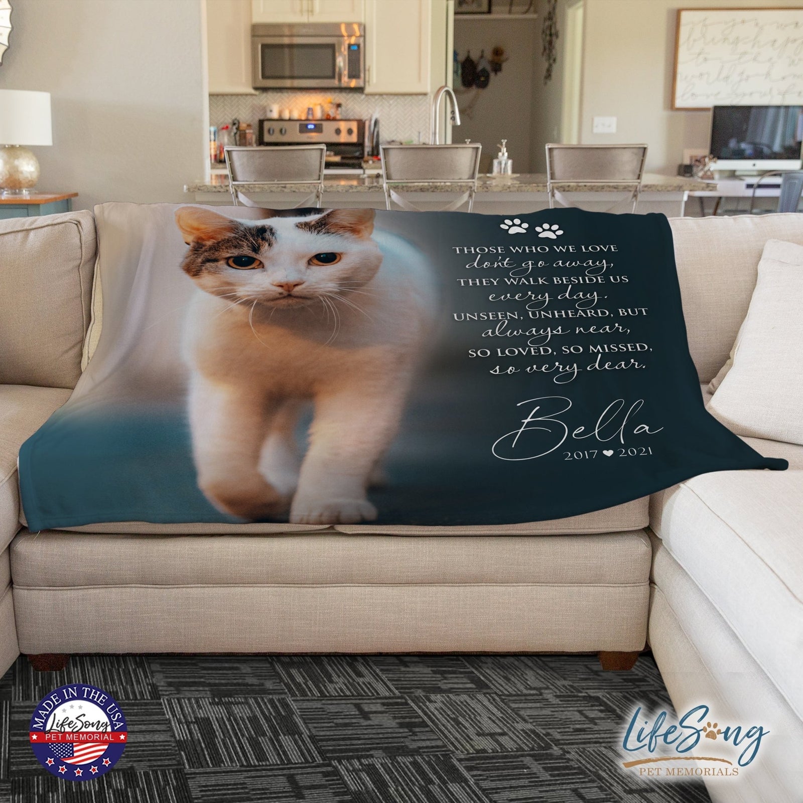Personalized Pet Memorial Printed Throw Blanket - Those Who We Love Don't Go Away - LifeSong Milestones