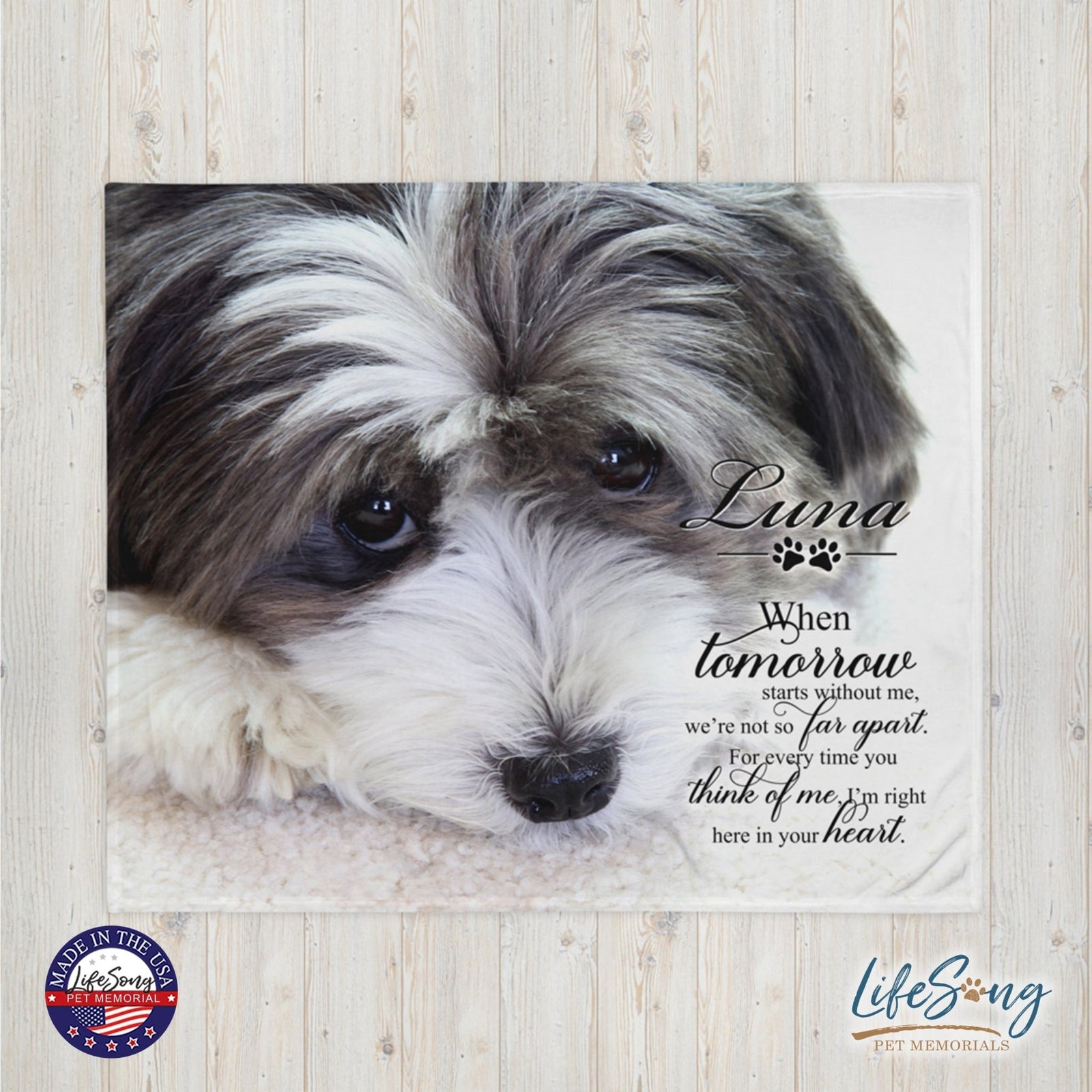 Personalized Pet Memorial Printed Throw Blanket - When Tomorrow Starts Without Me - LifeSong Milestones
