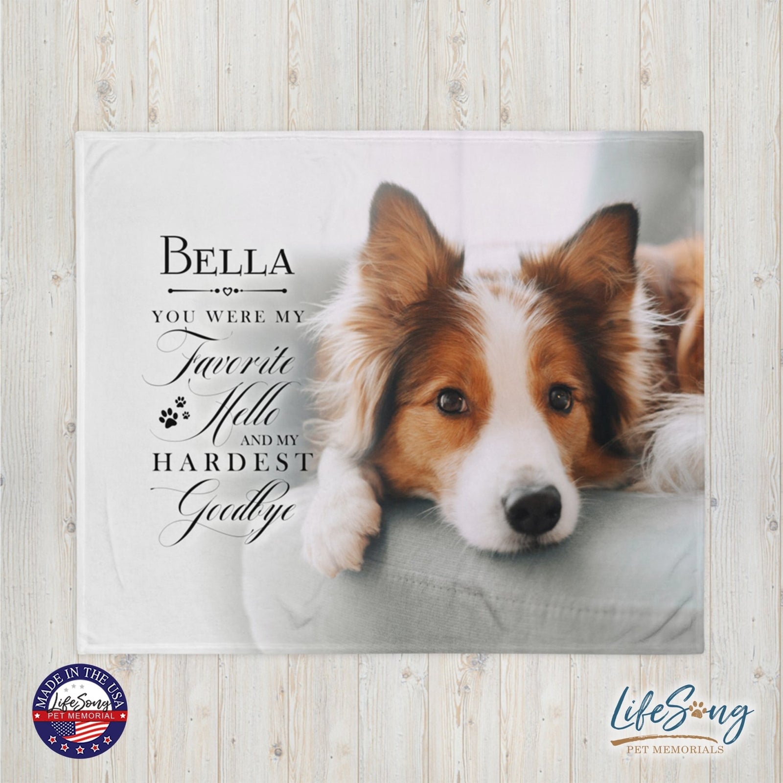 Personalized Pet Memorial Printed Throw Blanket - You Were My Favorite Hello - LifeSong Milestones