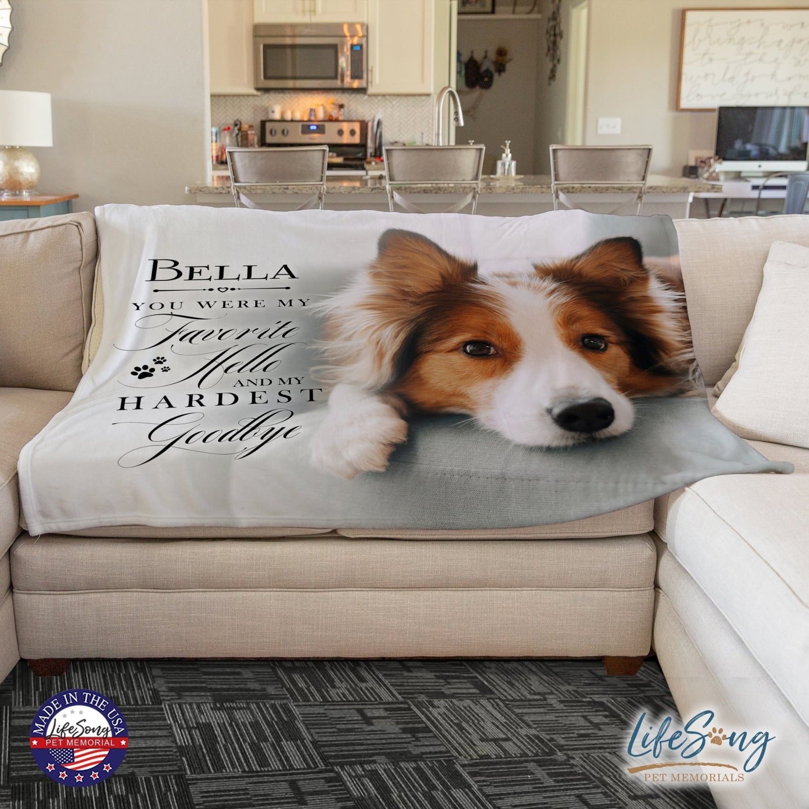 Personalized Pet Memorial Printed Throw Blanket - You Were My Favorite Hello - LifeSong Milestones