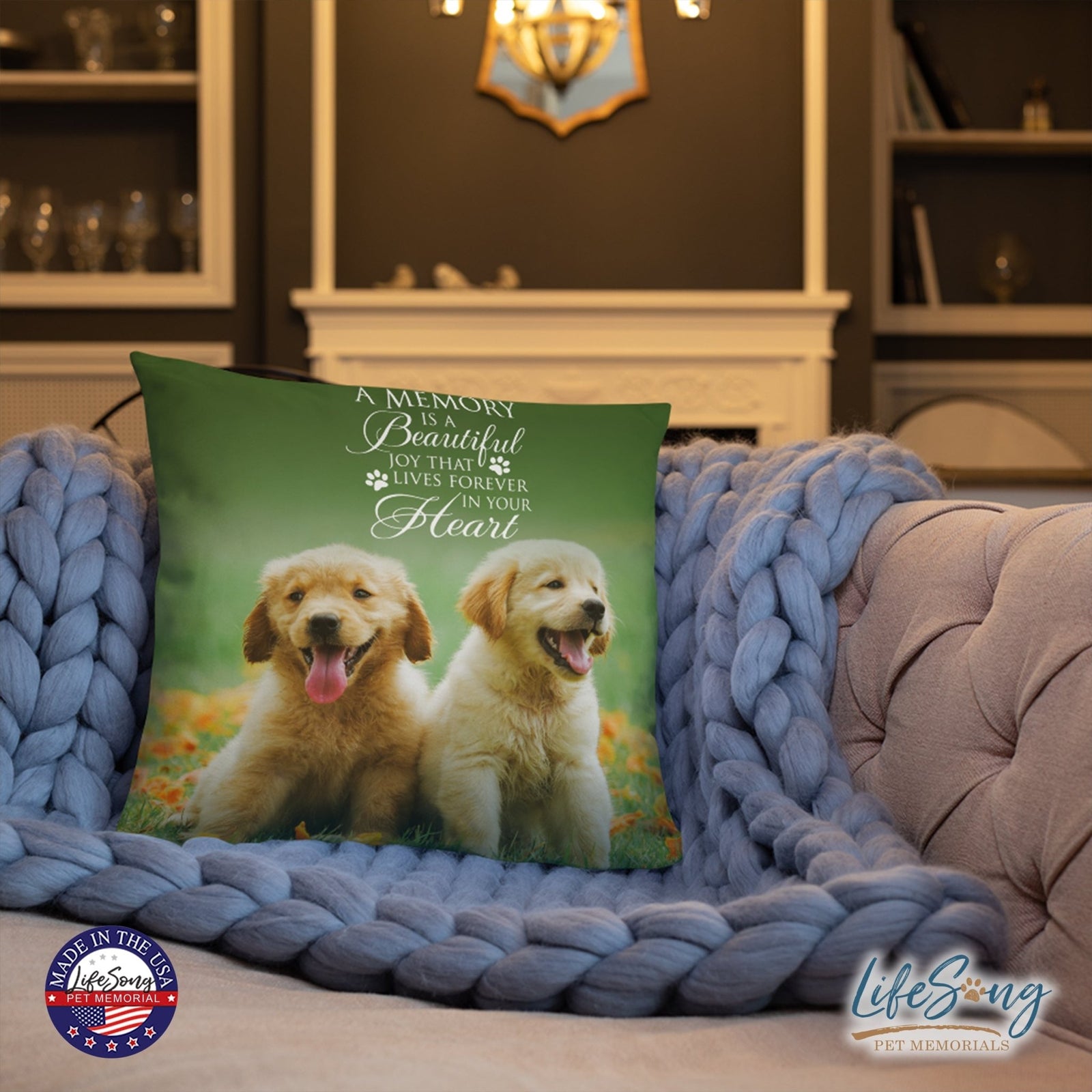 Personalized Pet Memorial Printed Throw Pillow Case - A Memory Is A Beautiful Joy - LifeSong Milestones