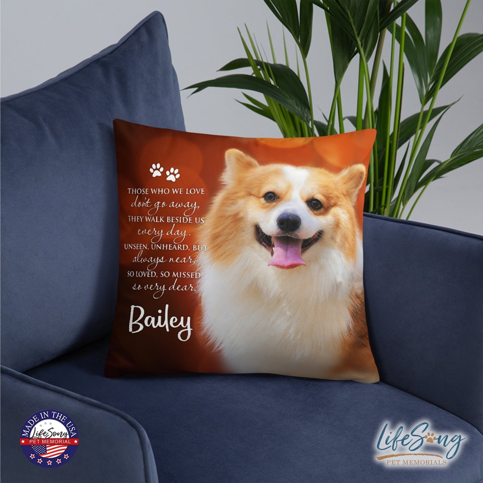 Personalized Pet Memorial Printed Throw Pillow Case - Those Who We Love Don't Go Away - LifeSong Milestones
