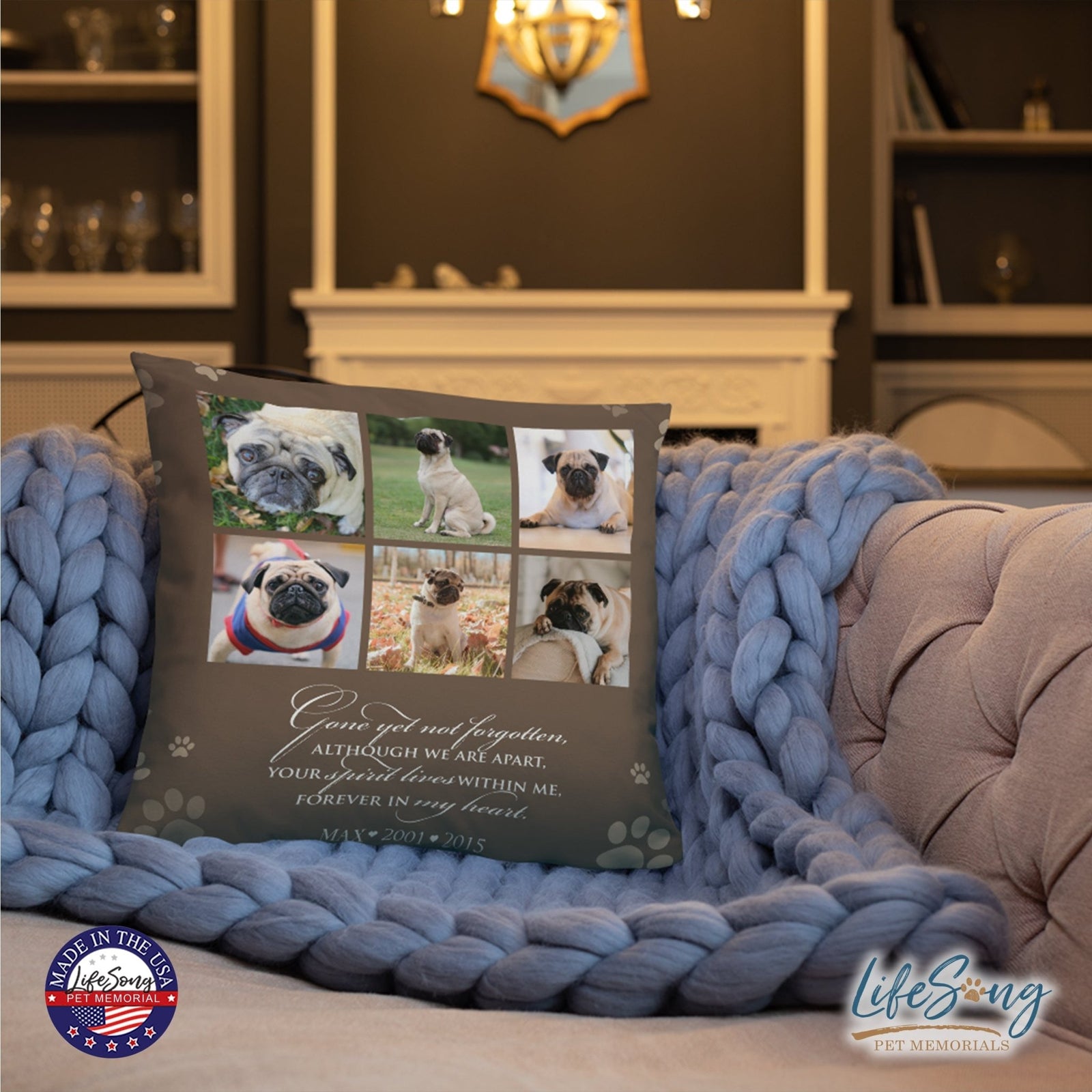 Personalized Pet Memorial Printed Throw Pillow - Gone Yet Not Forgotten - LifeSong Milestones