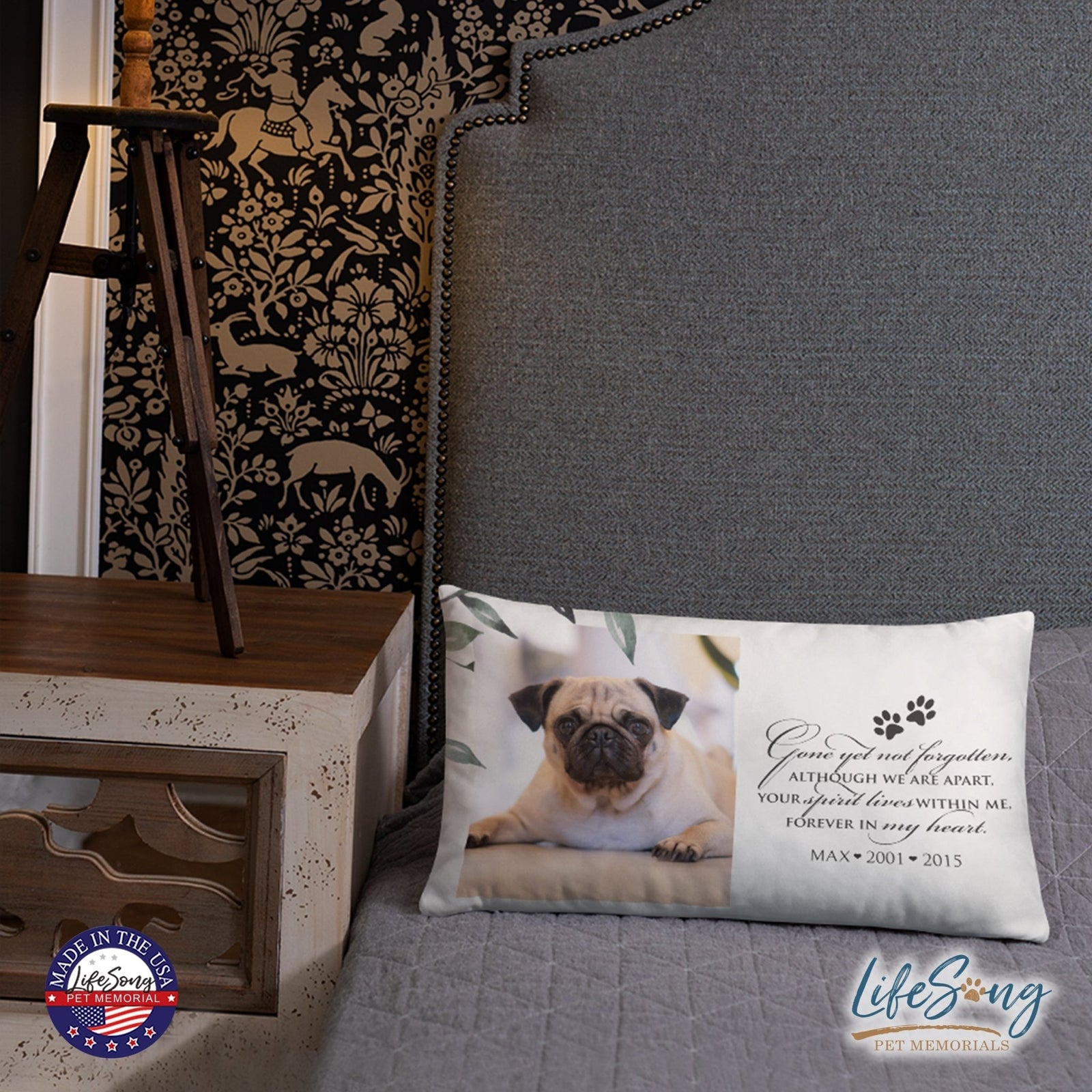 Personalized Pet Memorial Printed Throw Pillow - Gone Yet Not Forgotten - LifeSong Milestones