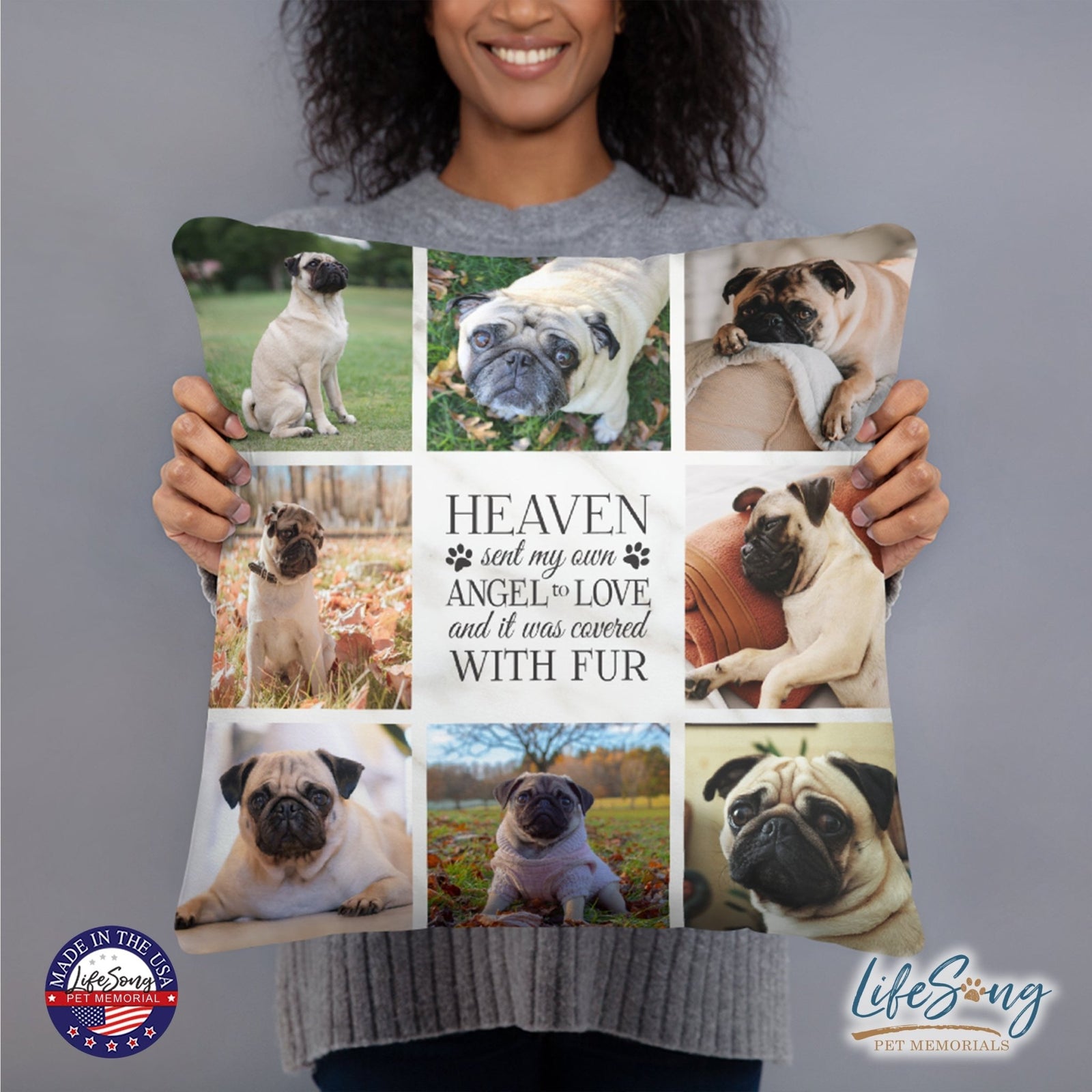 Personalized Pet Memorial Printed Throw Pillow - Heaven Sent My Own Angel - LifeSong Milestones