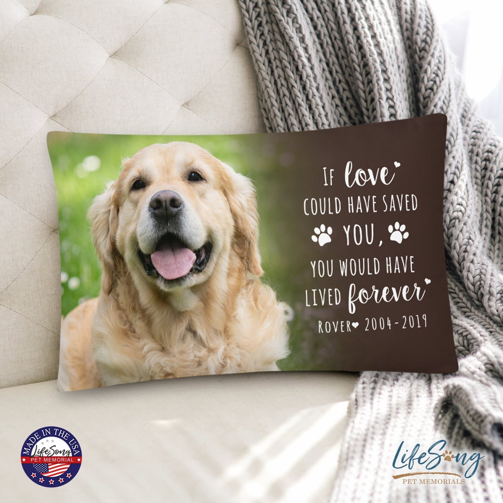 Personalized Pet Memorial Printed Throw Pillow - If Love Could Have Saved You - LifeSong Milestones