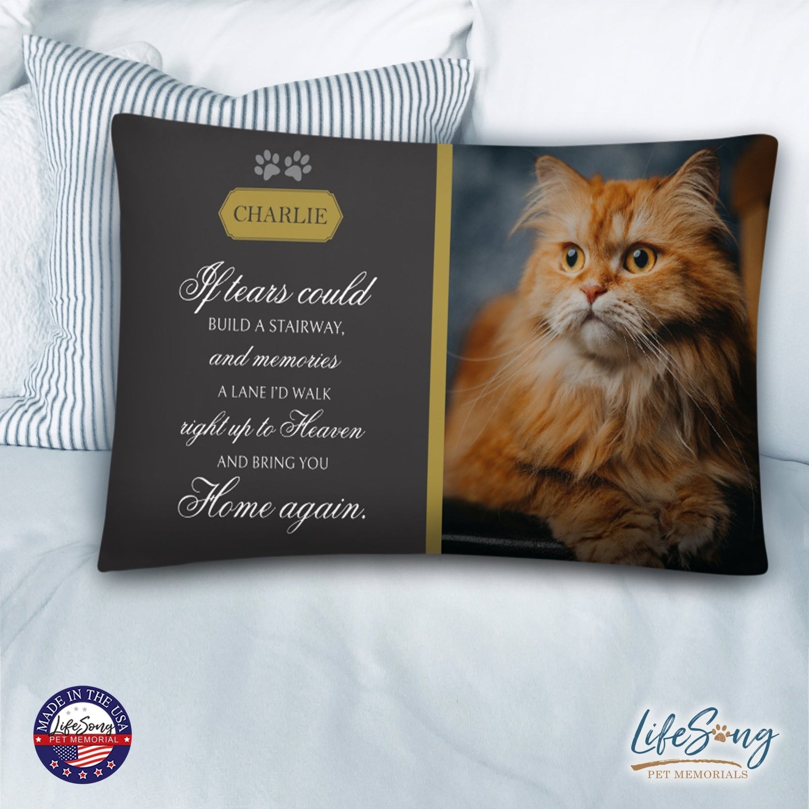 Personalized Pet Memorial Printed Throw Pillow - If Tears Could Build A Stairway - LifeSong Milestones