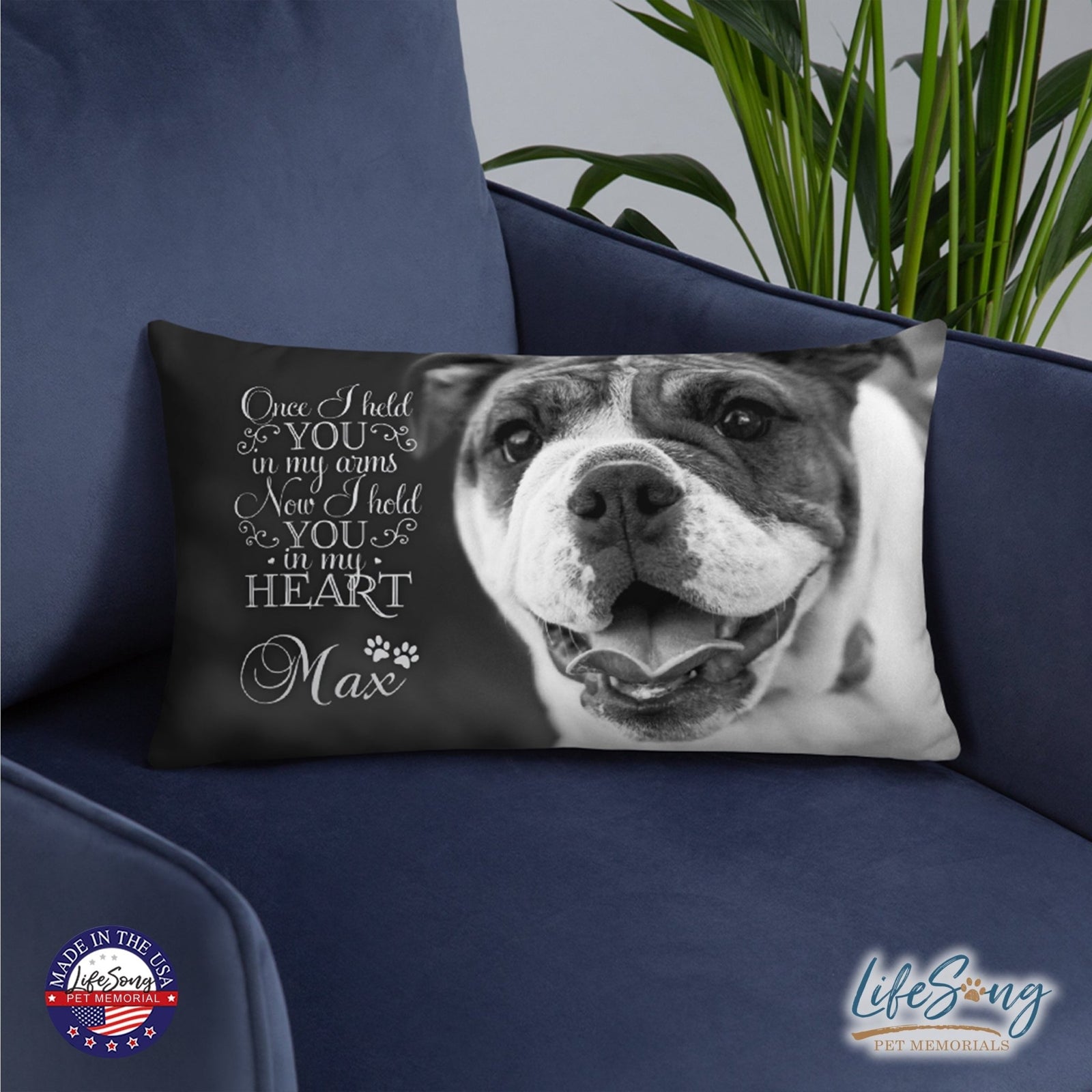 Personalized Pet Memorial Printed Throw Pillow - Once I Held You In My Arms - LifeSong Milestones