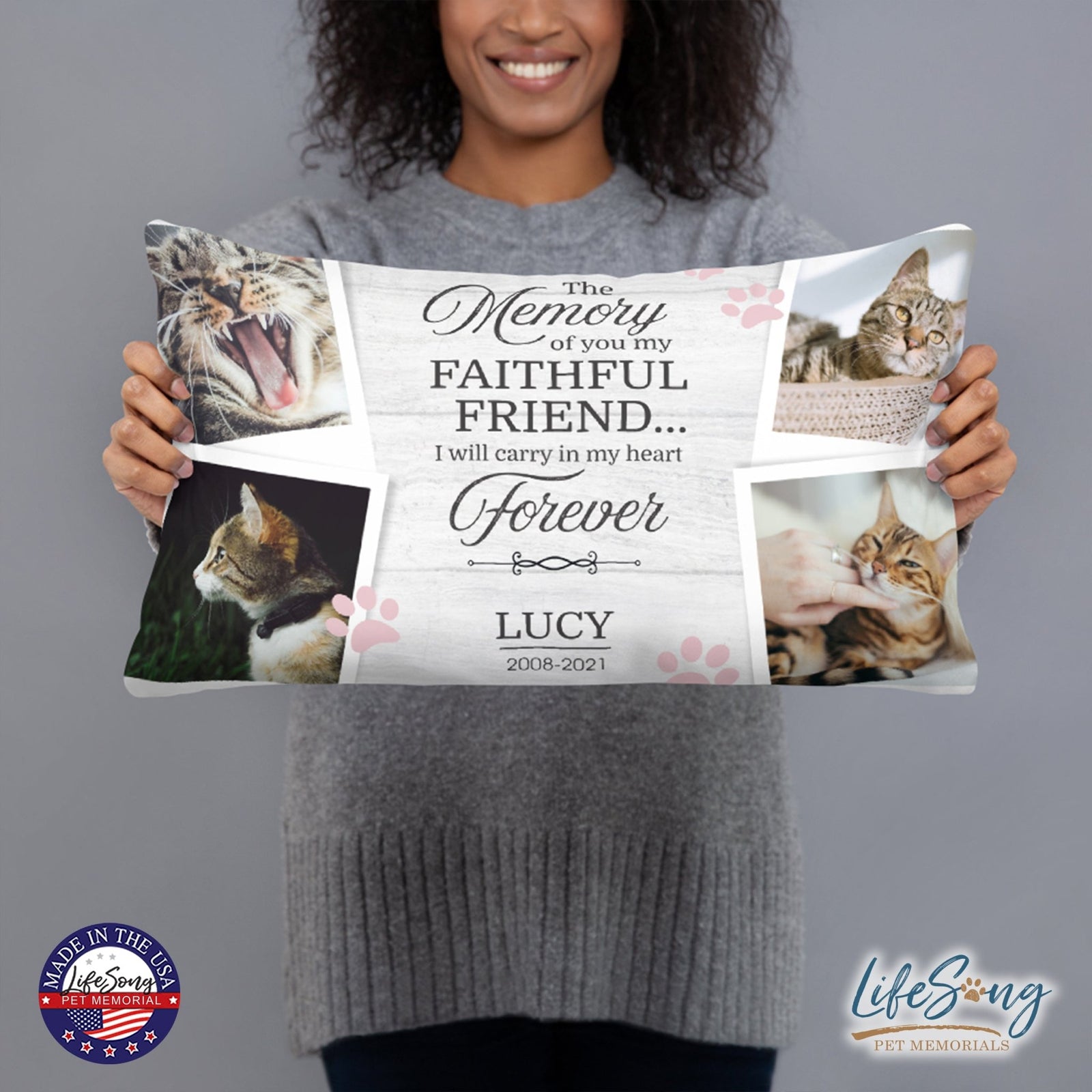 Personalized Pet Memorial Printed Throw Pillow - The Memory Of You - LifeSong Milestones