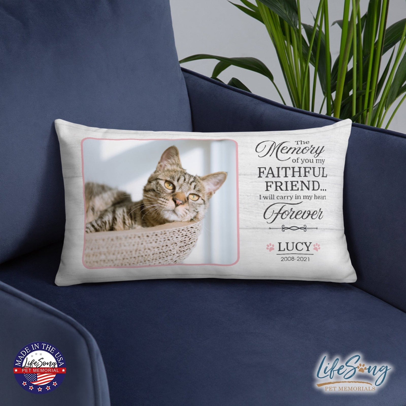 Personalized Pet Memorial Printed Throw Pillow - The Memory Of You - LifeSong Milestones