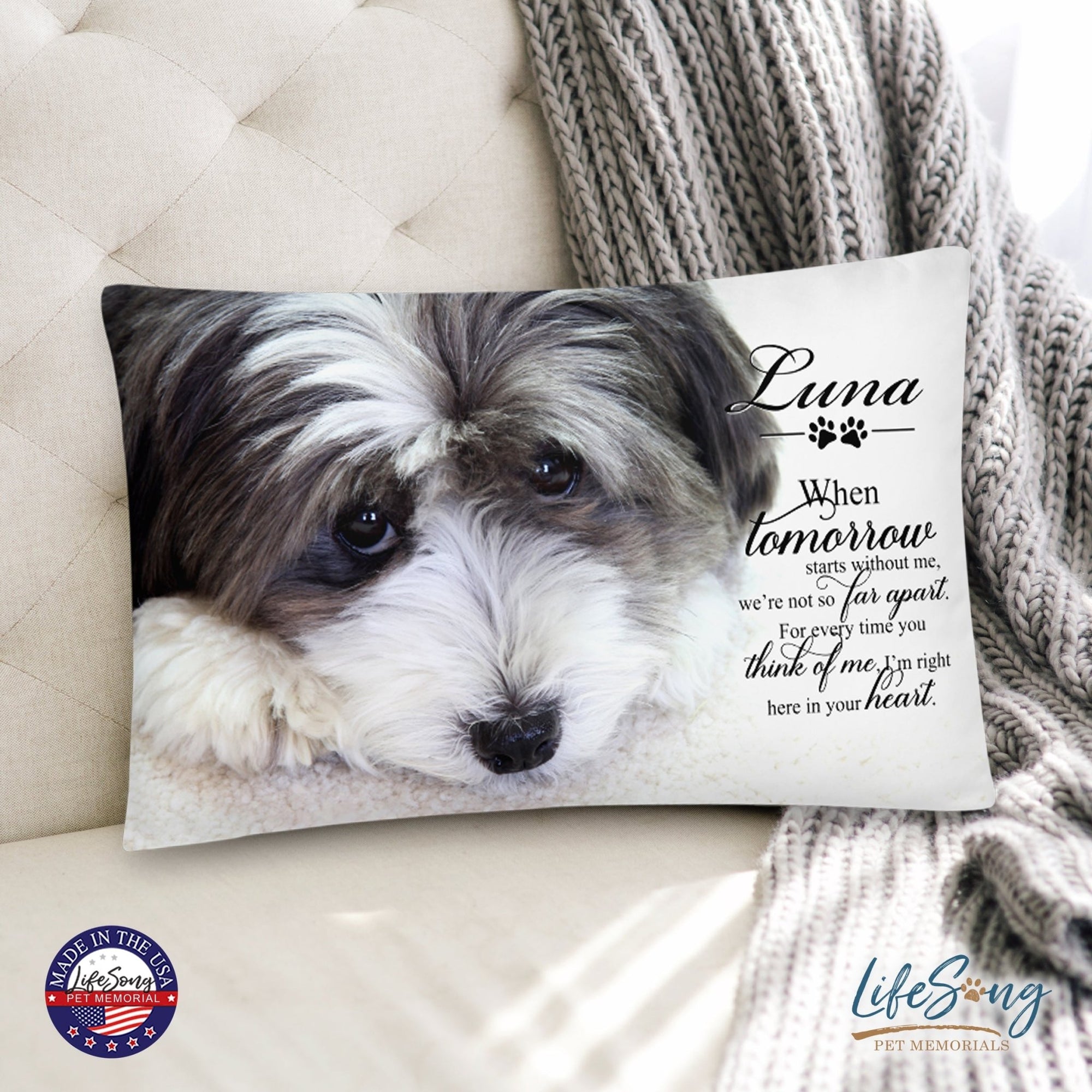 Personalized Pet Memorial Printed Throw Pillow - When Tomorrow Starts Without Me - LifeSong Milestones