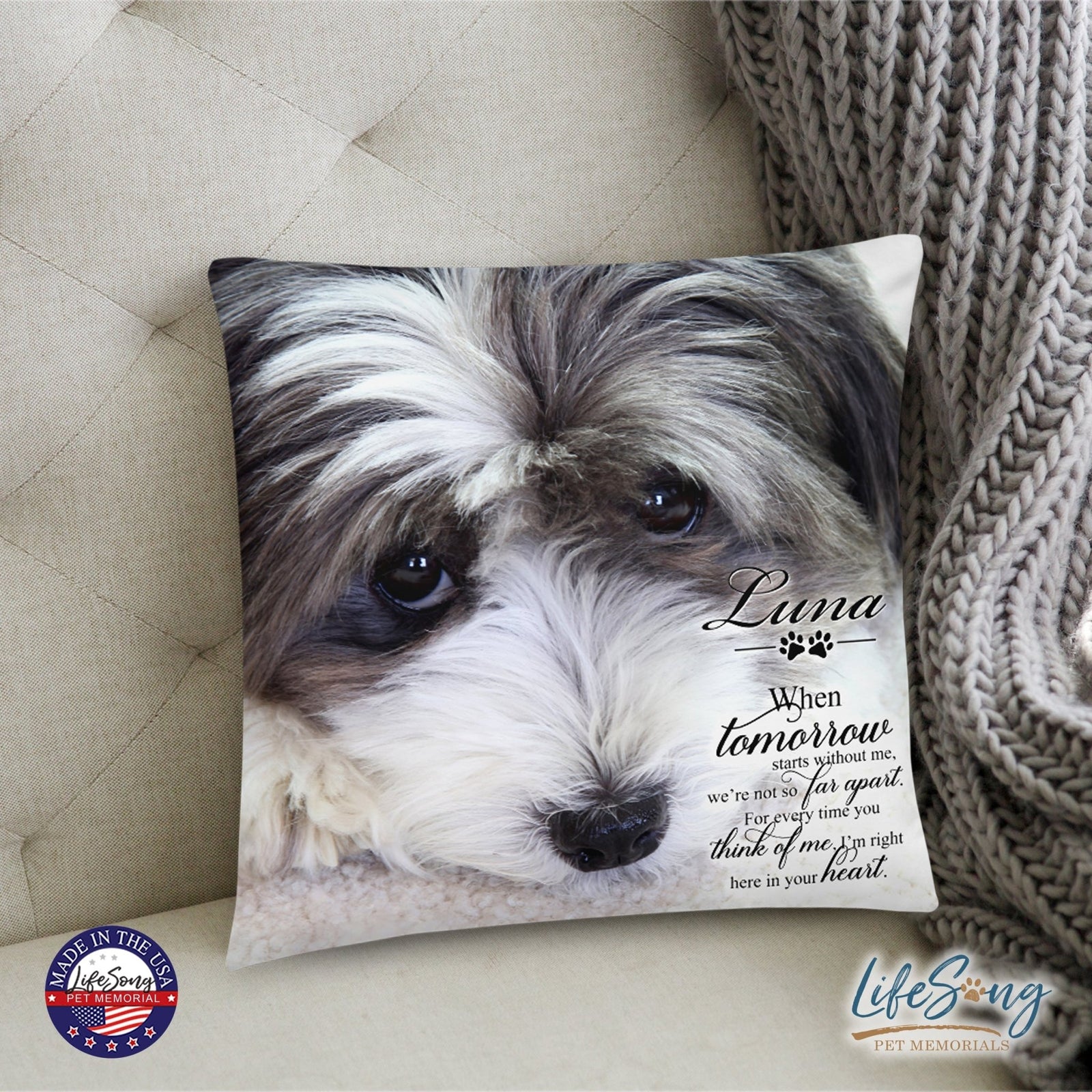 Personalized Pet Memorial Printed Throw Pillow - When Tomorrow Starts Without Me - LifeSong Milestones