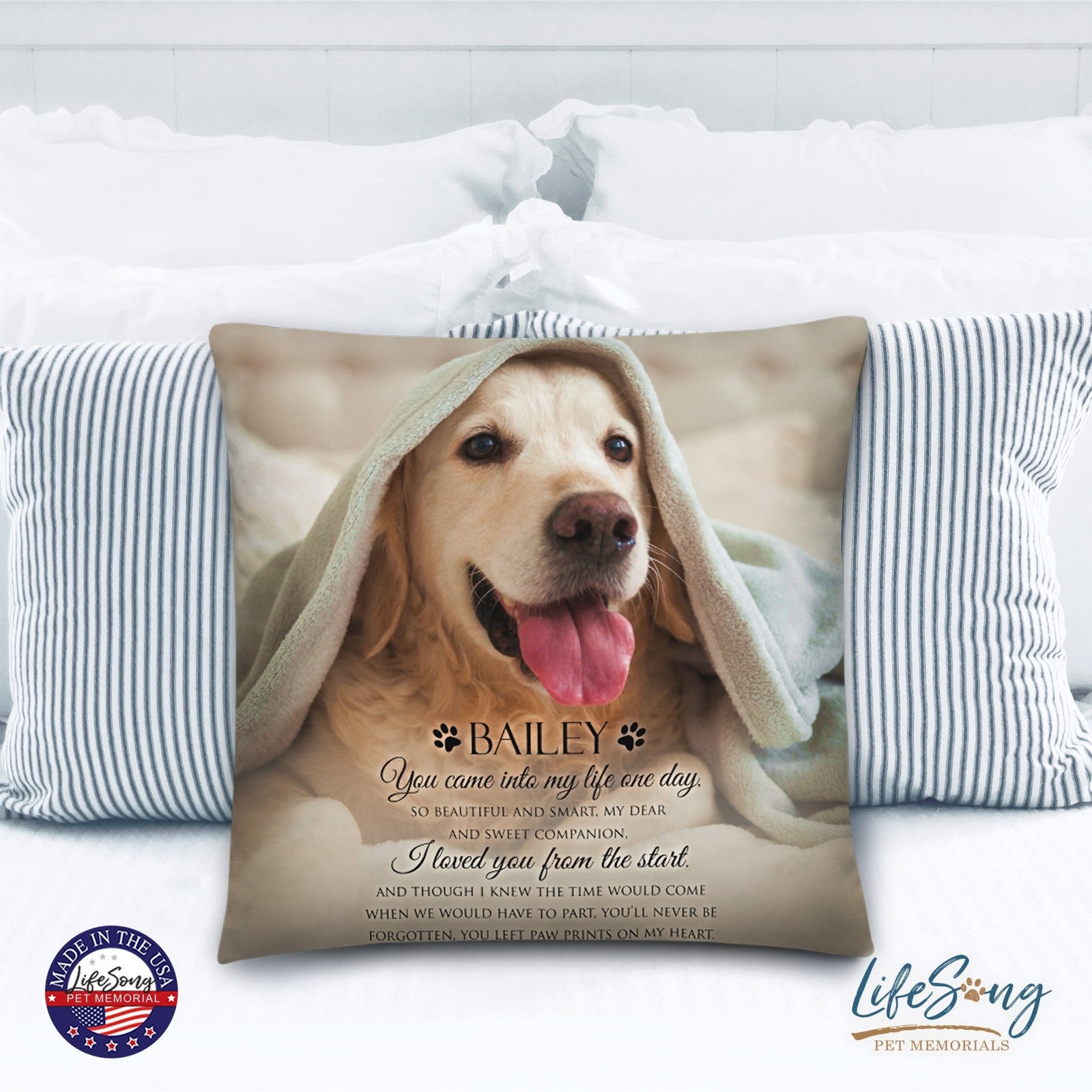 Personalized Pet Memorial Printed Throw Pillow - You Came Into My Life One Day - LifeSong Milestones