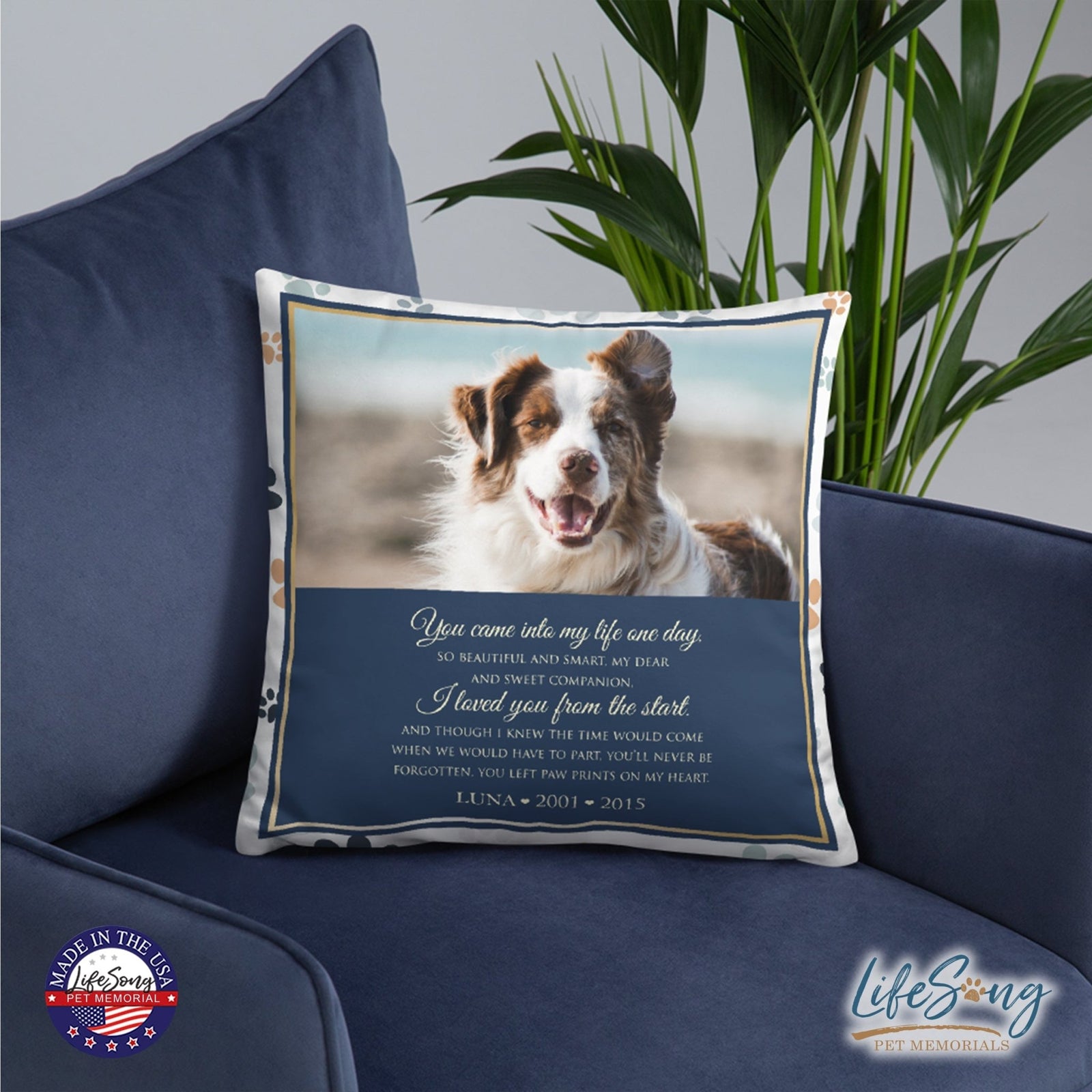 Personalized Pet Memorial Printed Throw Pillow - You Came Into My Life One Day - LifeSong Milestones