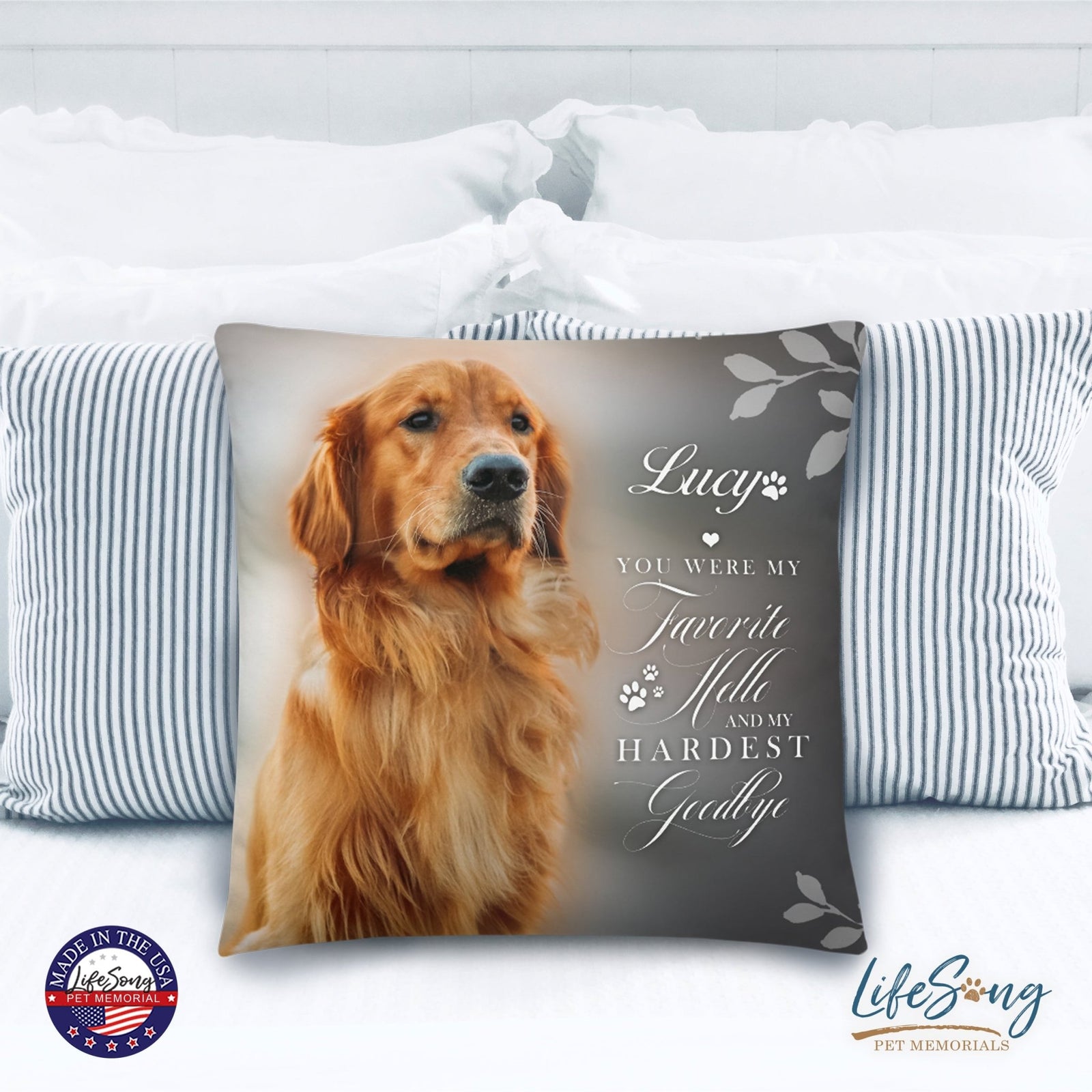 Personalized Pet Memorial Printed Throw Pillow - You Were My Favorite Hello - LifeSong Milestones