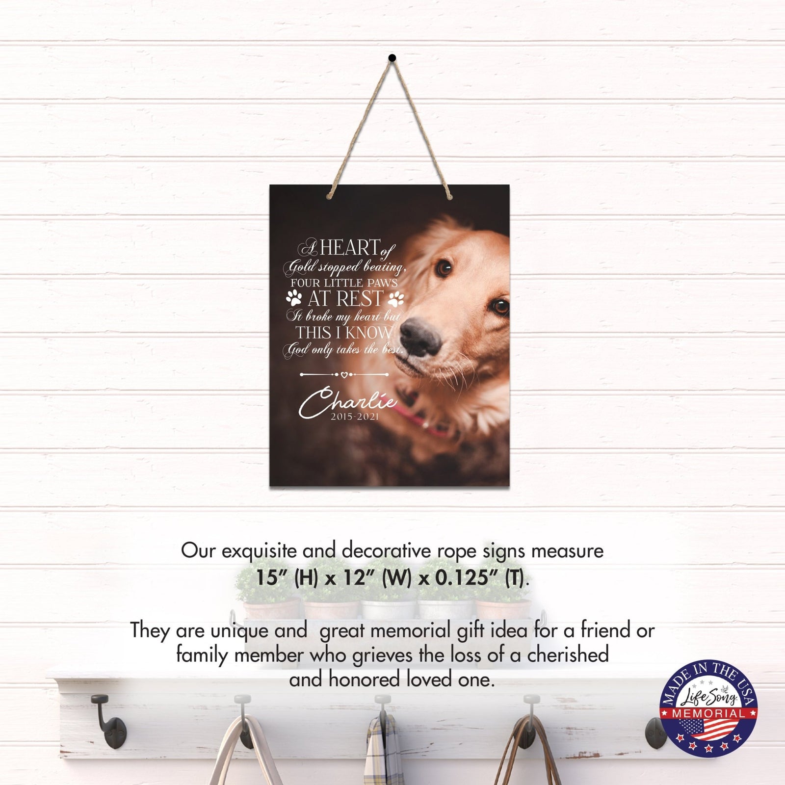 Personalized Pet Memorial Rope Wall Sign Decor - LifeSong Milestones