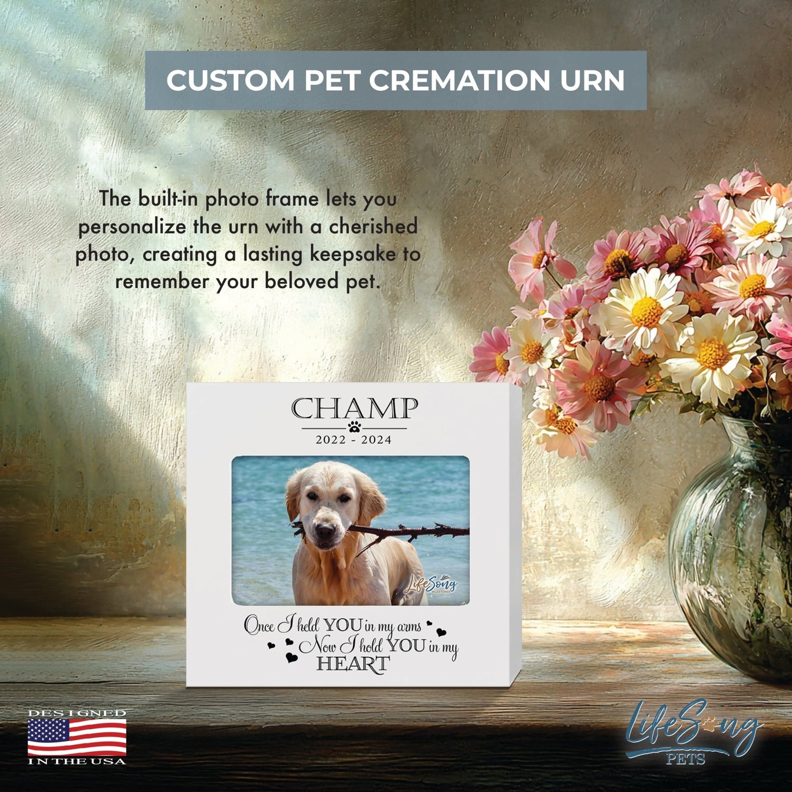 Personalized Pet Urn with Photo Display – Cherish Your Dog or Cat Forever - Once I Held You - LifeSong Milestones