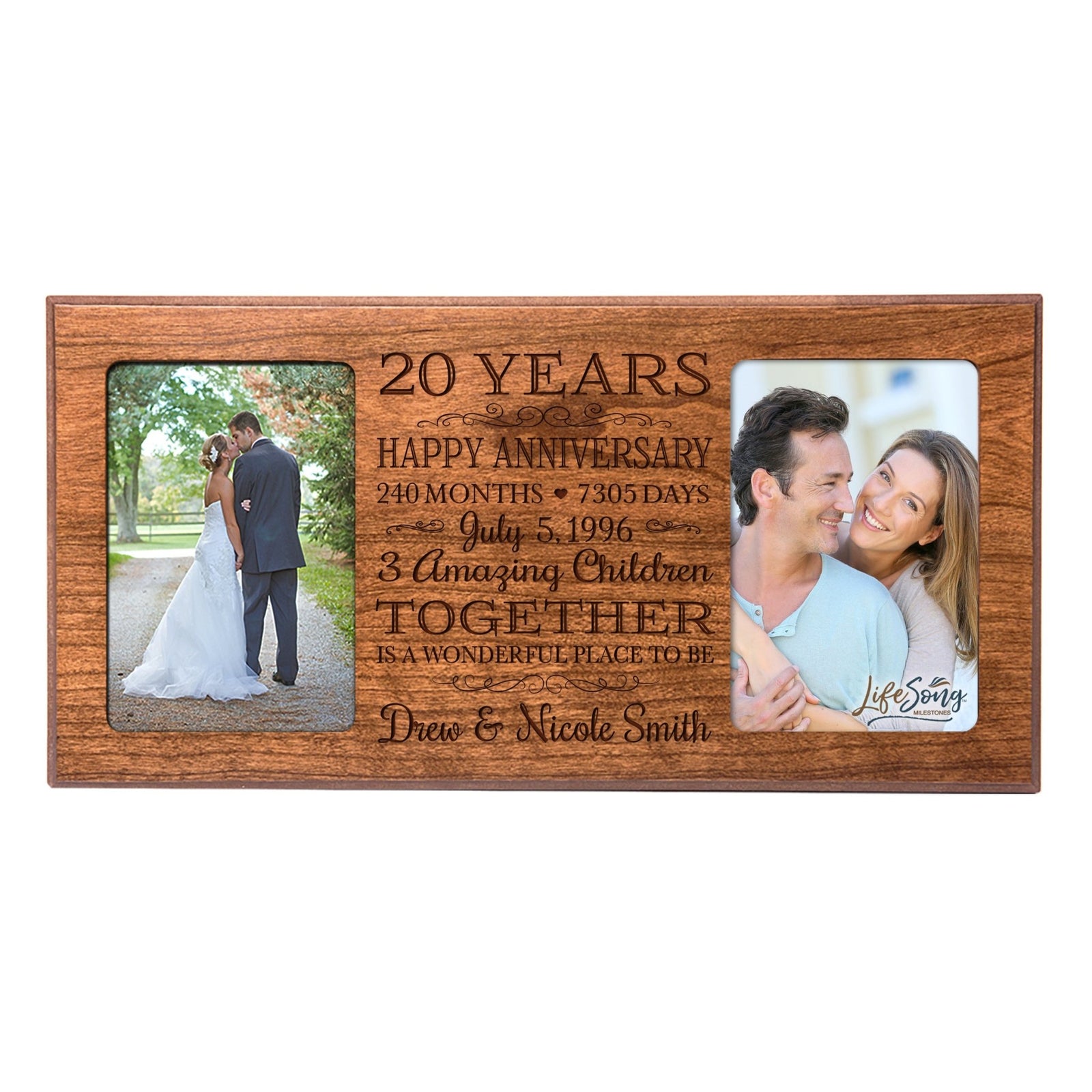 Personalized Picture Frame for Couples 20th Wedding Anniversary Decorations - LifeSong Milestones
