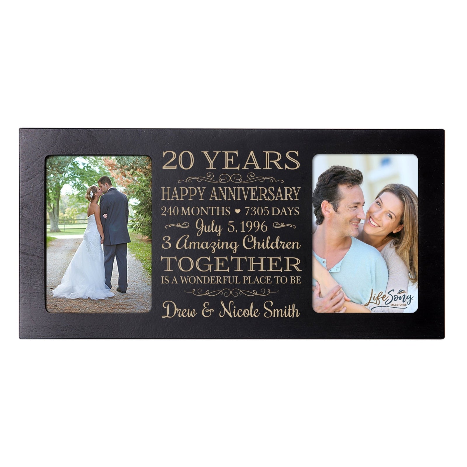 Personalized Picture Frame for Couples 20th Wedding Anniversary Decorations - LifeSong Milestones