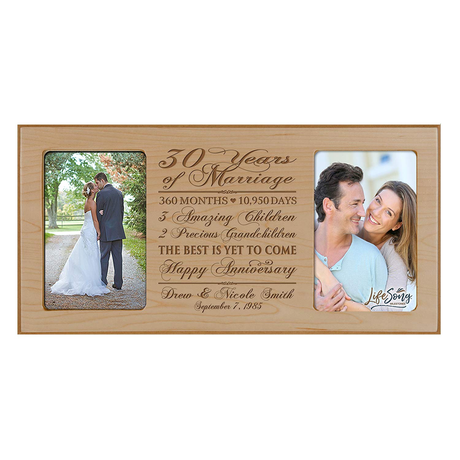 Personalized Picture Frame for Couples 30th Wedding Anniversary Decorations - LifeSong Milestones