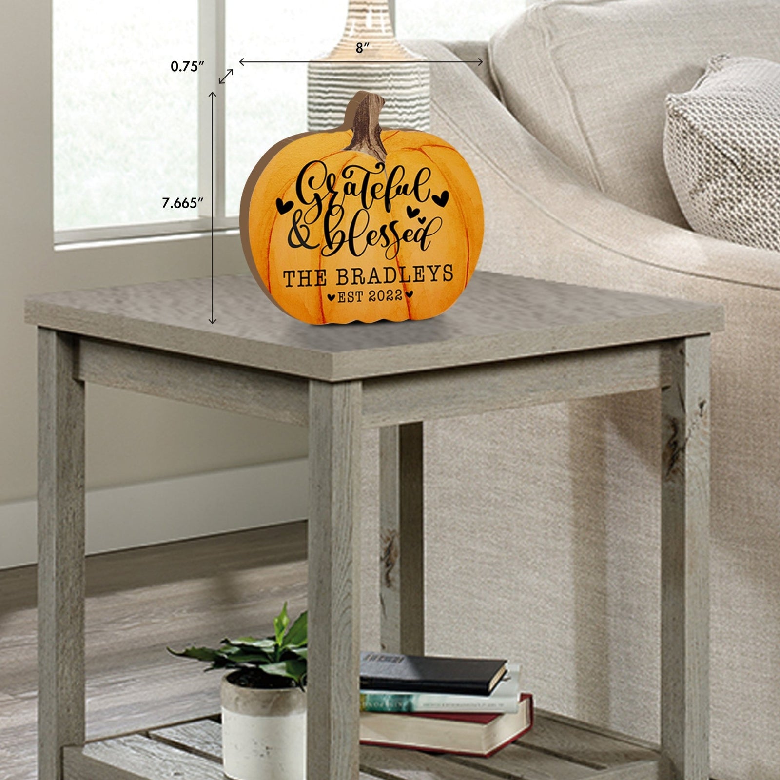 Personalized Pumpkin shelf decor Decorative Home Décor - Grateful & Blessed - LifeSong Milestones