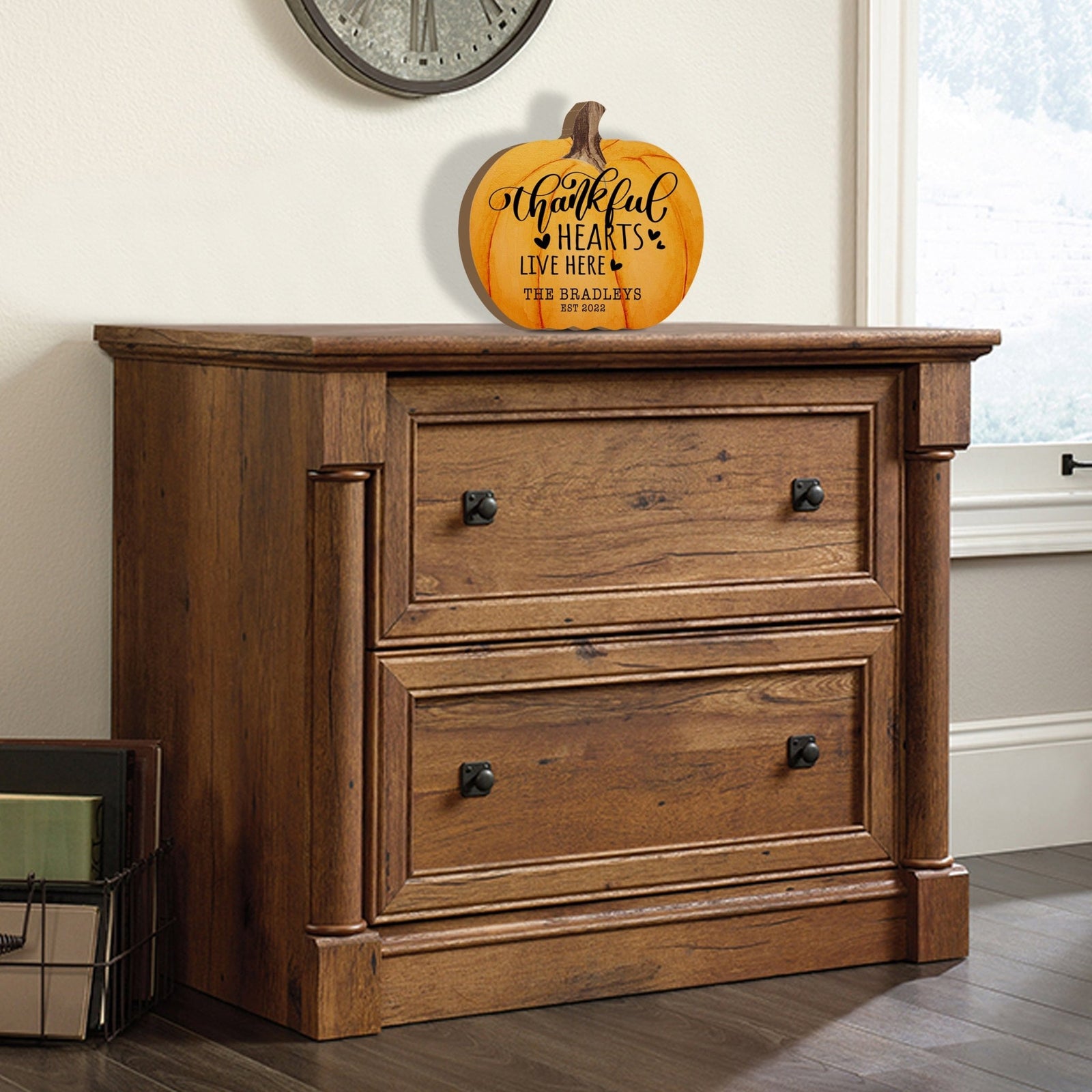 Personalized Pumpkin shelf decor Decorative Home Décor - Thankful Hearts - LifeSong Milestones