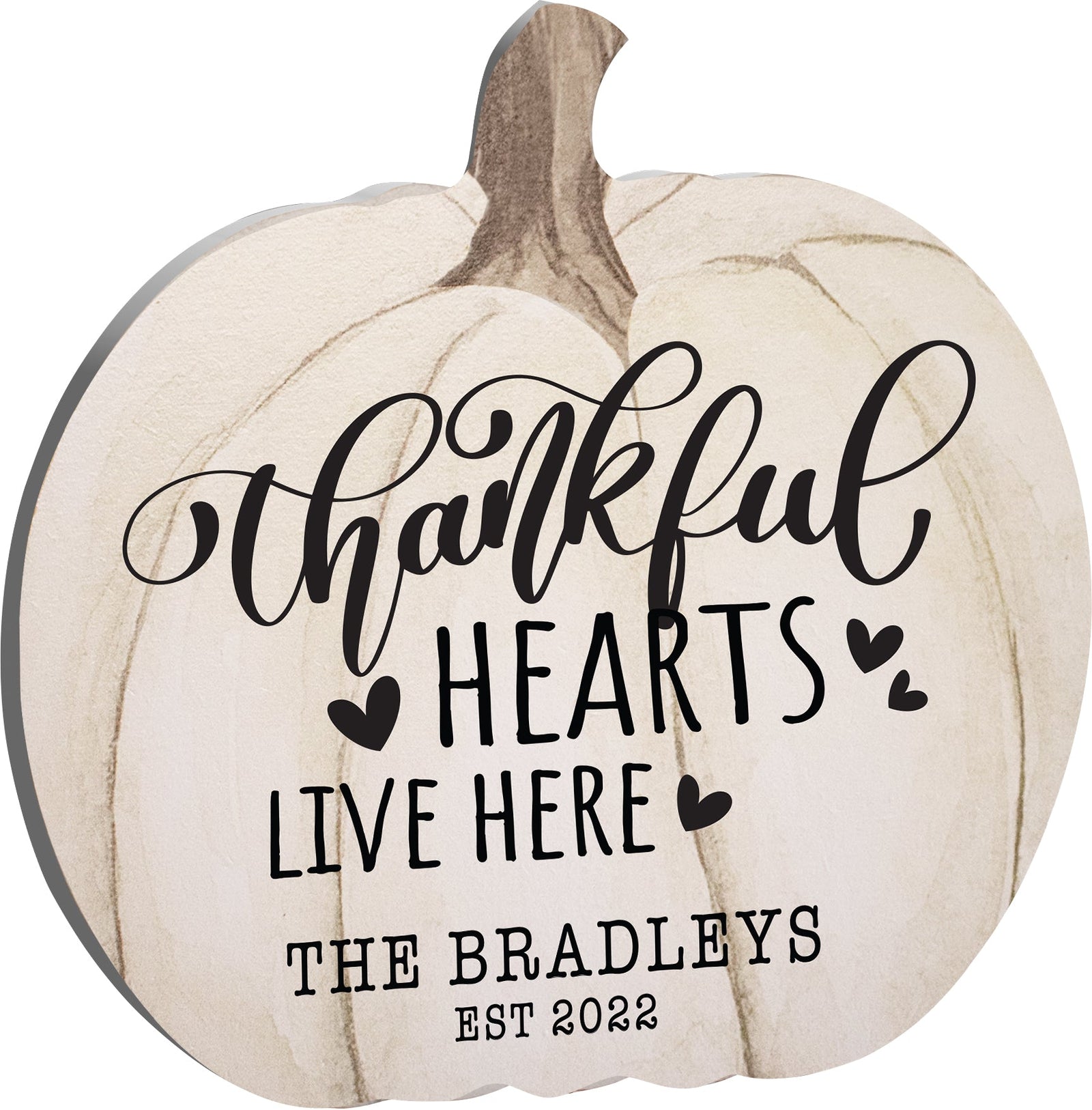 Personalized Pumpkin shelf decor Decorative Home Décor - Thankful Hearts - LifeSong Milestones