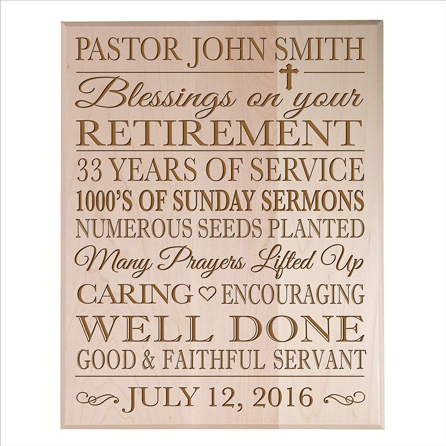 Personalized Retirement Gift Plaque For Men And Women - Religious - LifeSong Milestones
