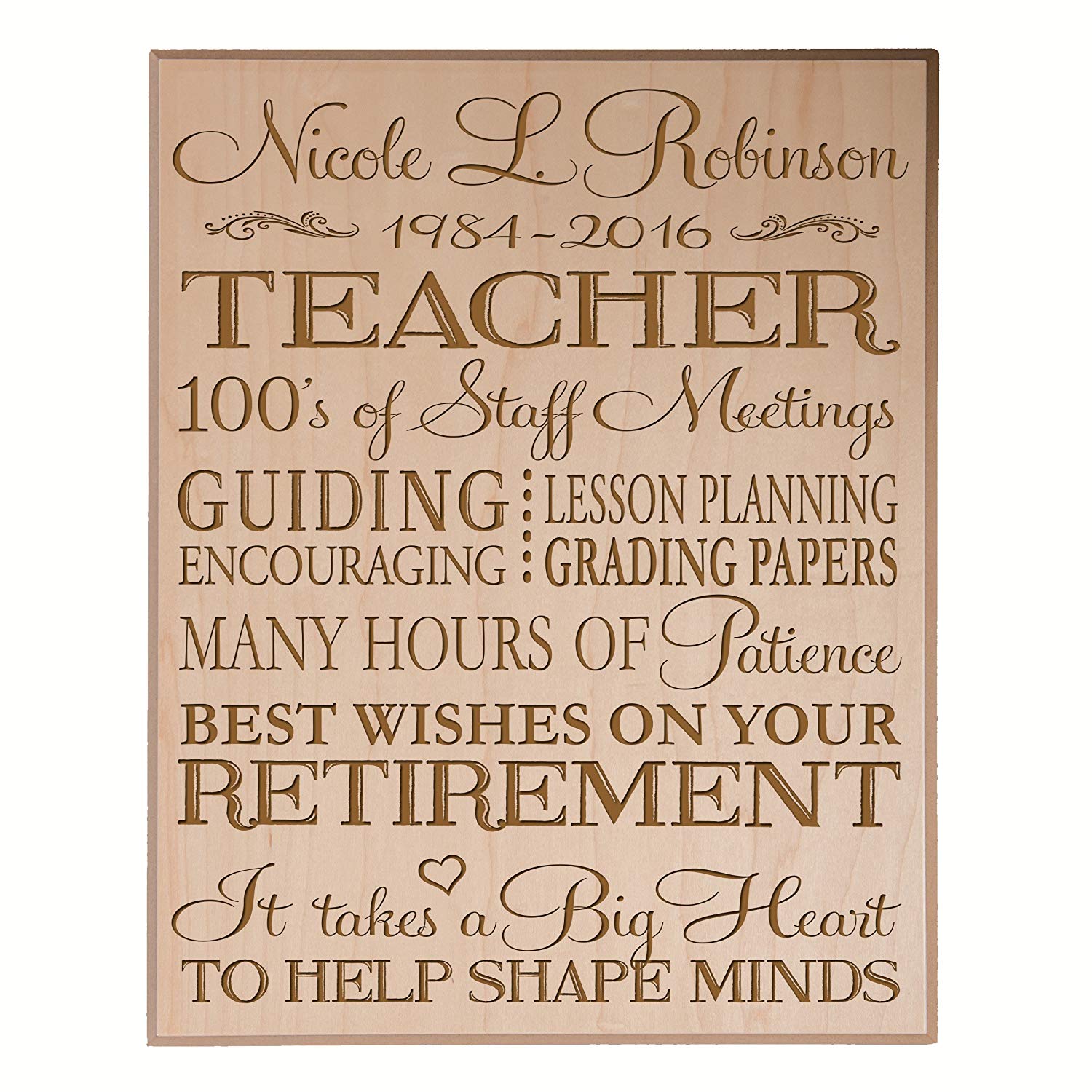 Personalized Retirement Gift Plaque For Men And Women - Teacher - LifeSong Milestones