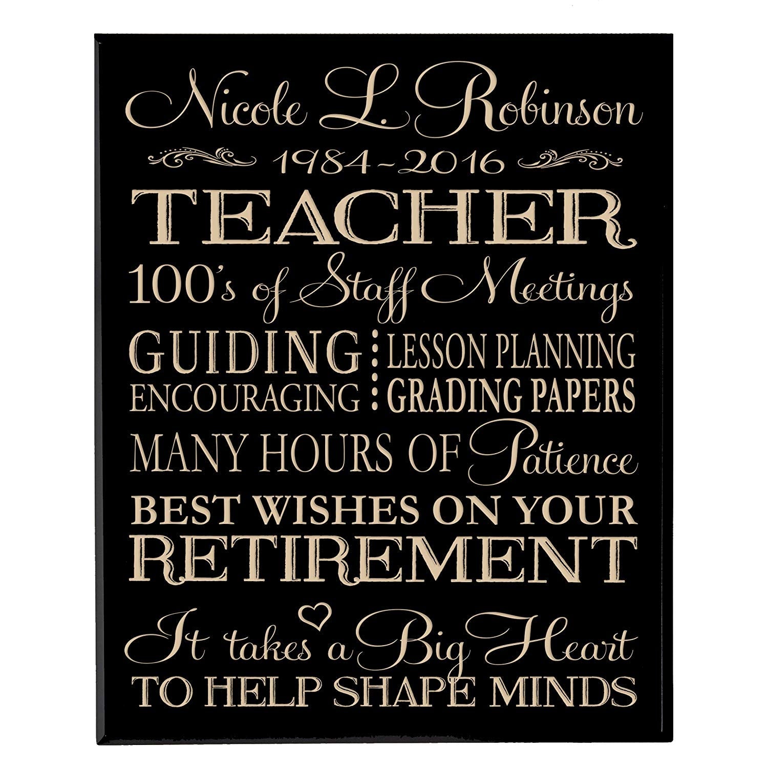 Personalized Retirement Gift Plaque For Men And Women - Teacher - LifeSong Milestones