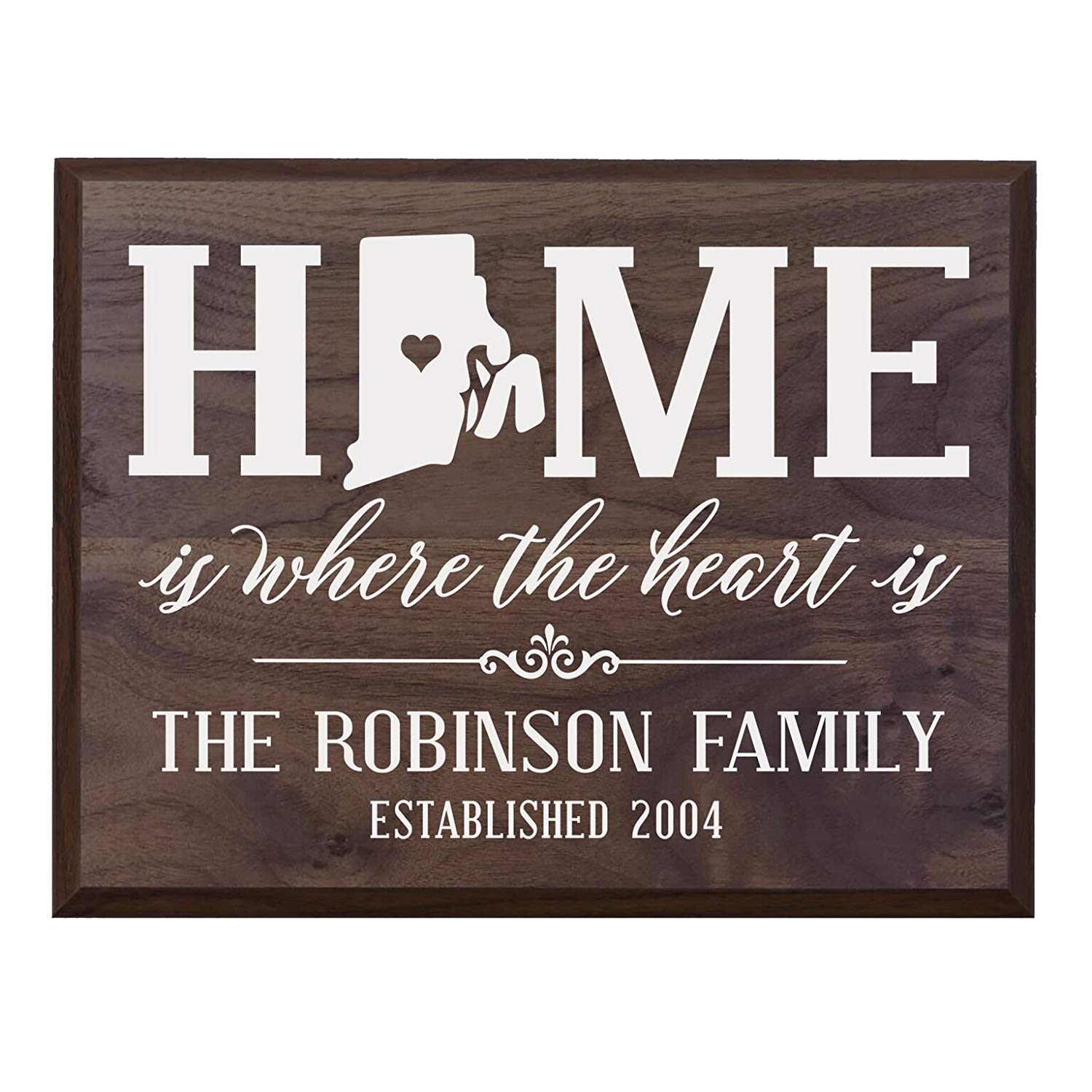 Personalized Rhode Island State Home is Where the heart is Sign - LifeSong Milestones